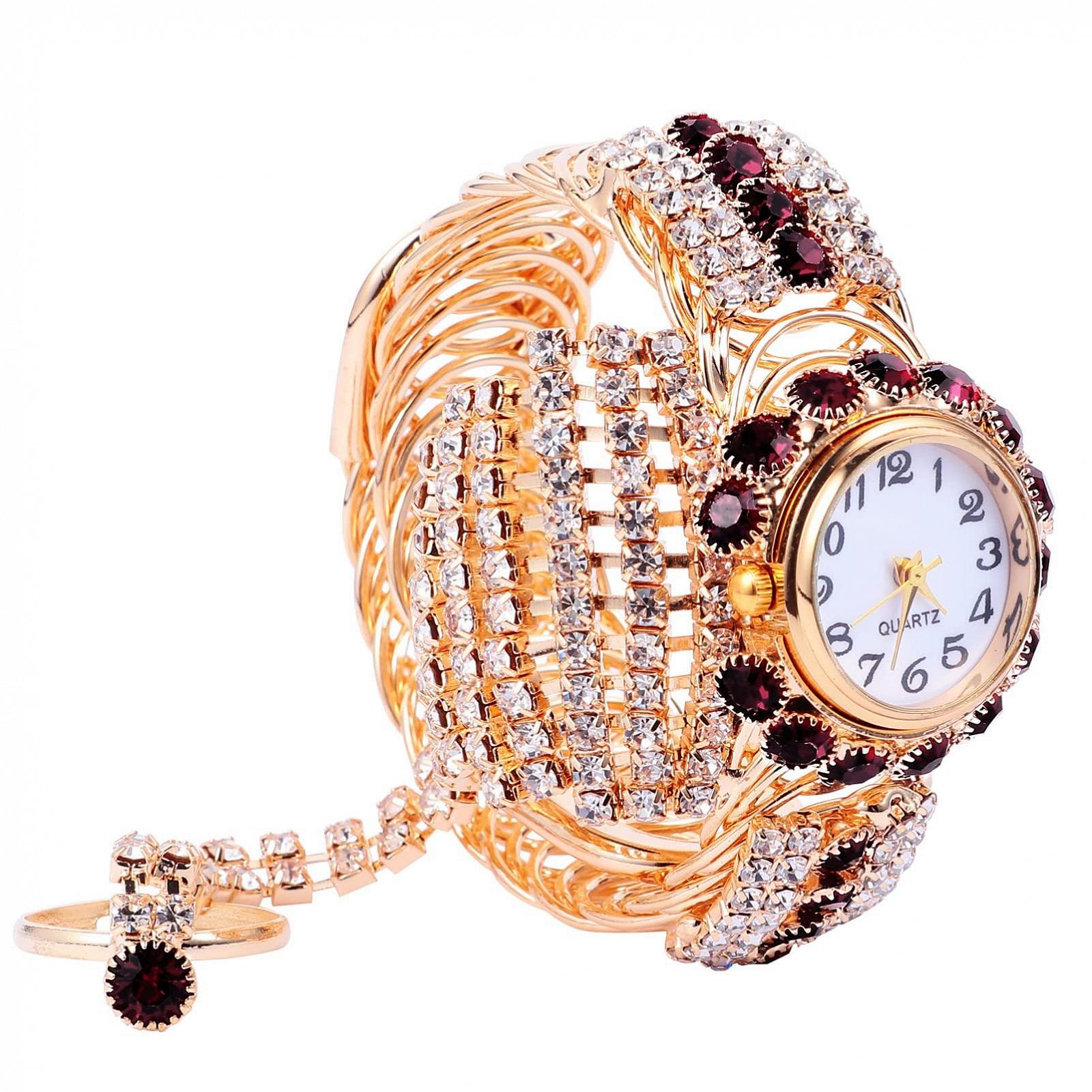 Женские часы Healvian Кварцевые с бриллиантовым набором Фиолетовый, фото №1