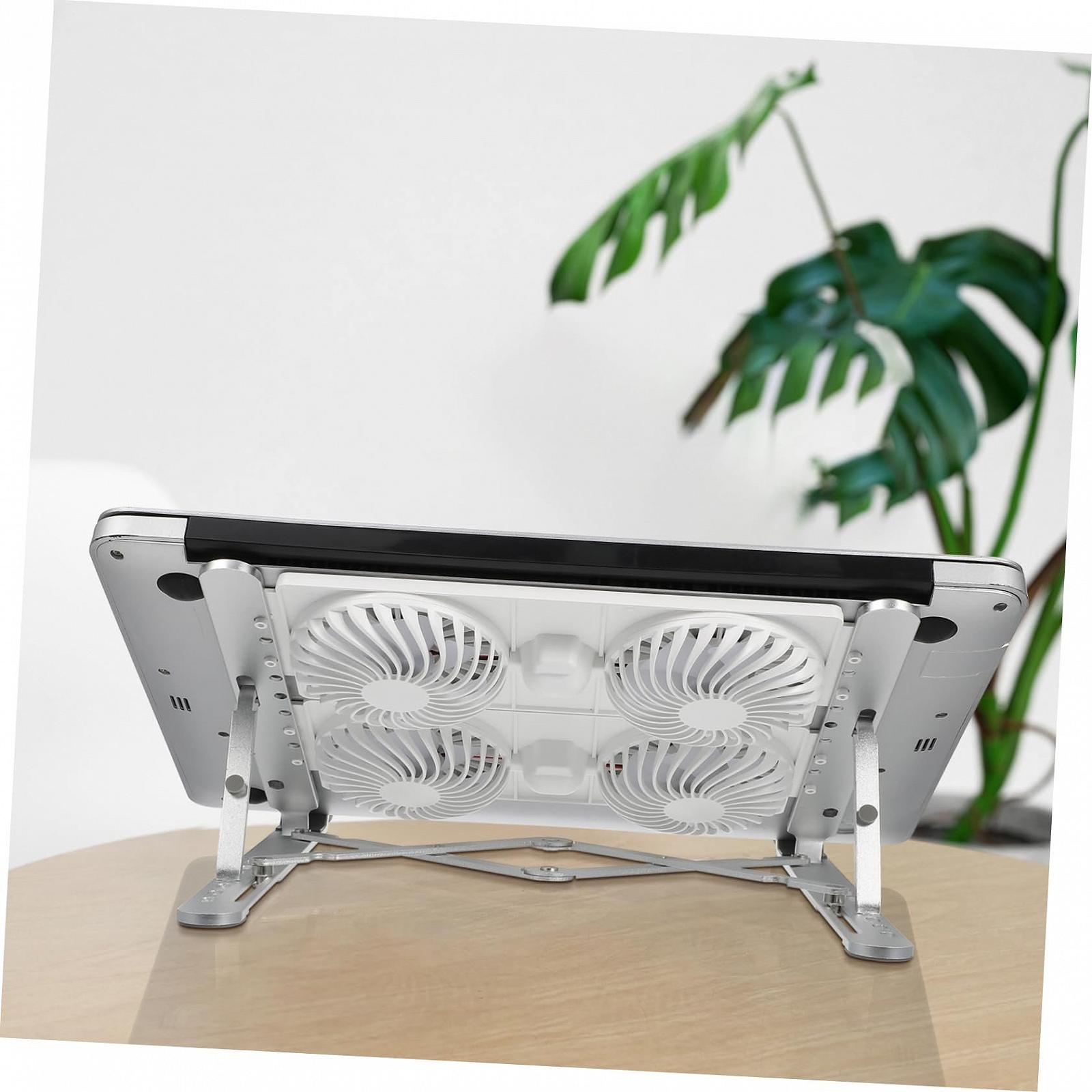 Регулируемая Подставка для Ноутбука UKCOCO с Вентиляторами Алюминиевая Охлаждающая Подкладка для Стола Эффективное Охлаждение Ноутбука Эргономичная Высота Стабильная Подставка, фото №8
