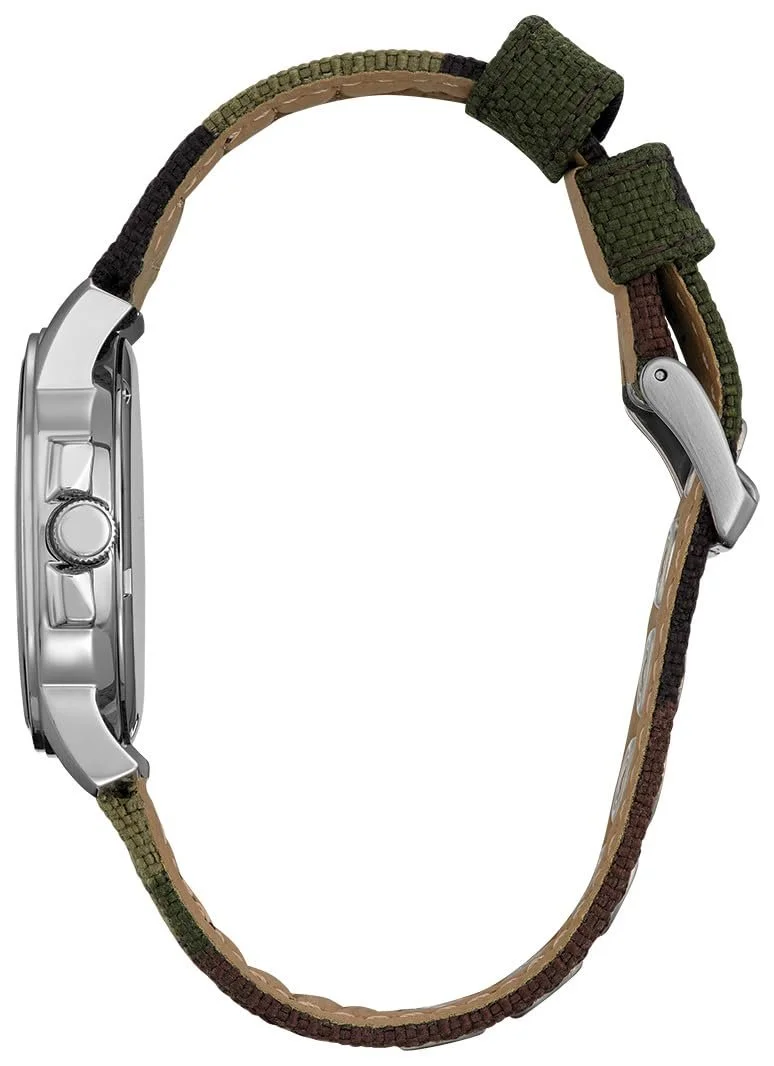 Часы Citizen Garrison Мужские 3 стрелки день дата Eco Drive Нейлоновый ремешок Арабская разметка 100 метров водонепроницаемость люминесцентные стрелки и маркеры, фото №2