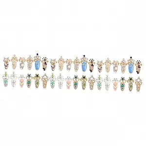 Набор страз для ногтей WOONEKY 3 шт. Модные украшения для маникюра, драгоценные камни и подвески, 12 шт. x 3 - Фото 1