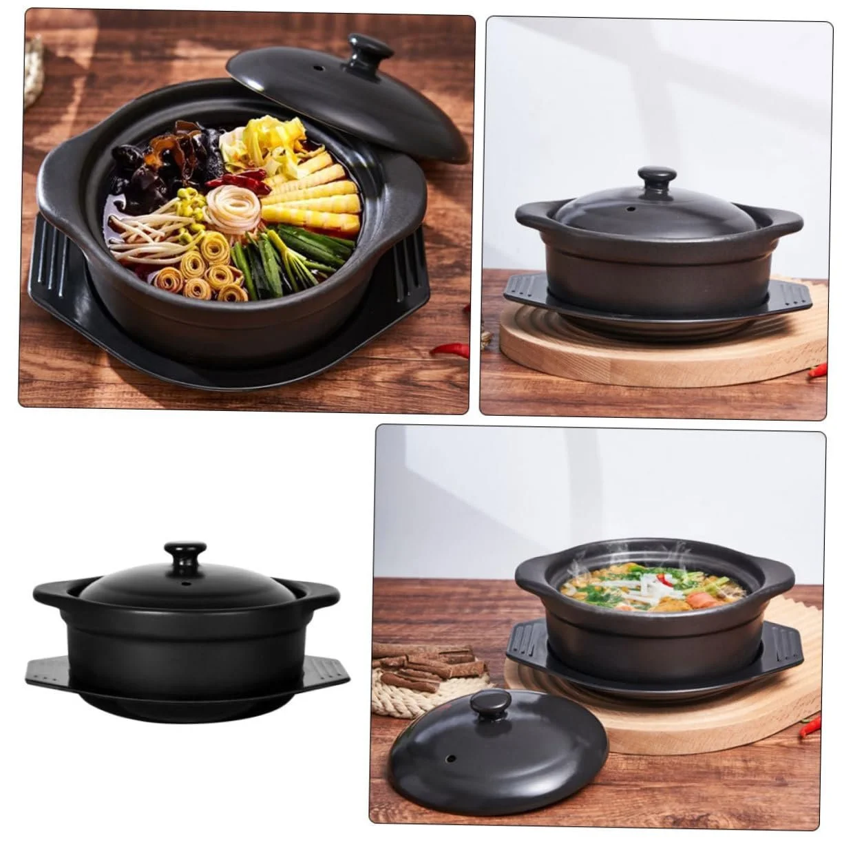 Каструля керамічна з кришкою термостійка з подвійними ручками для повільного тушкування, фото №9