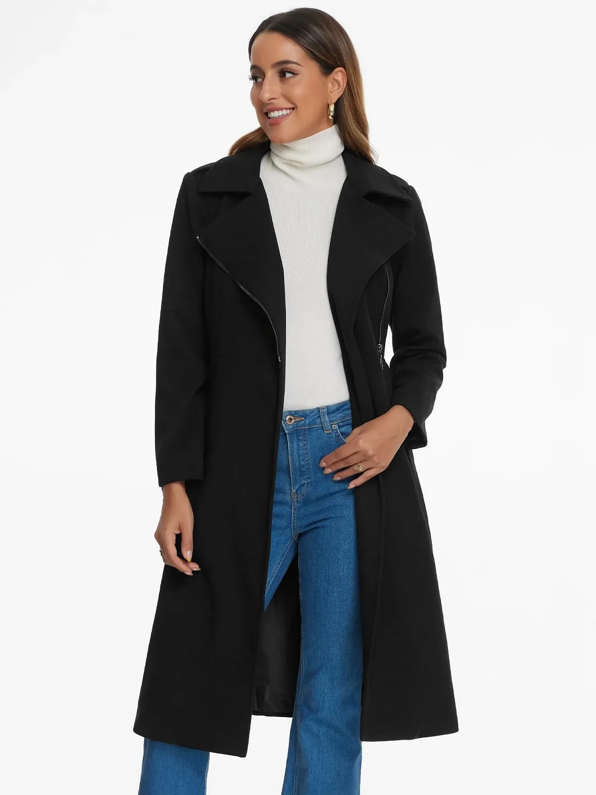 Тренч Allegra K Женский Зимний Теплый Длинный На молнии С воротником Карманы Модный, фото №2 Тренч Allegra K Женский Зимний Теплый Длинный На молнии С воротником Карманы Модный, фото №2