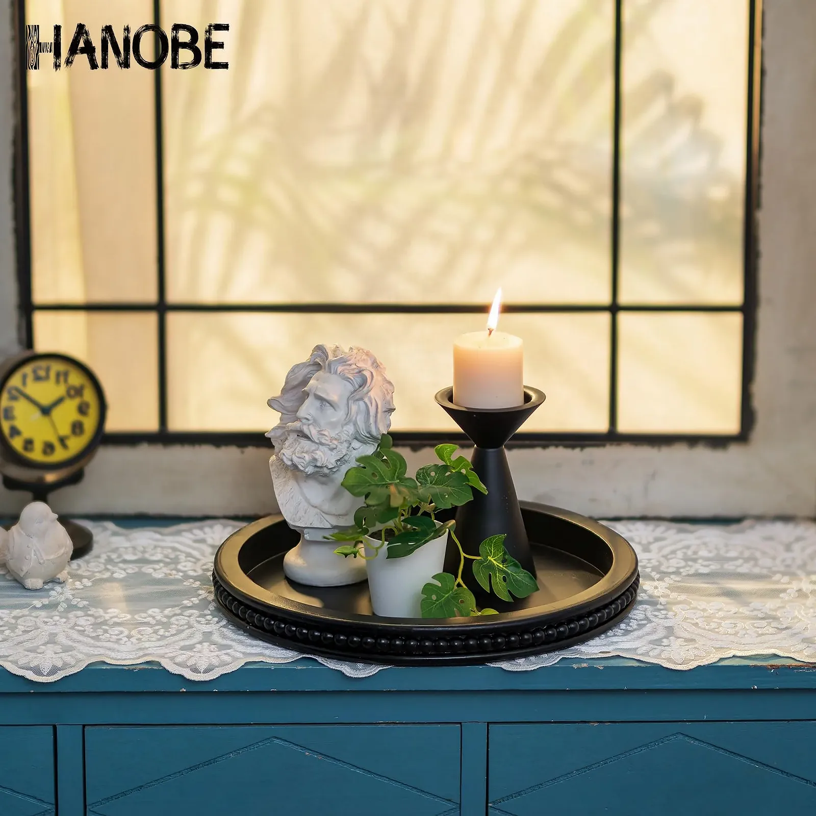 Декоративный поднос Hanobe Деревянный круглый, фото №3