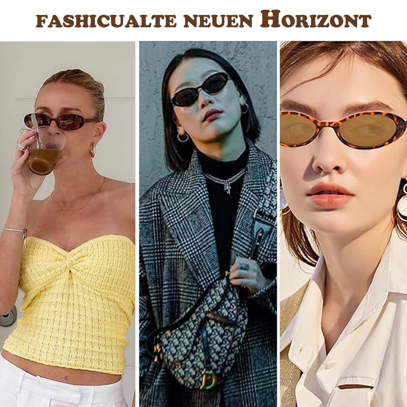 Набір 2 вінтажних овальних сонцезахисних окулярів, чорні, модні тонкі жіночі, чорний, фото №6