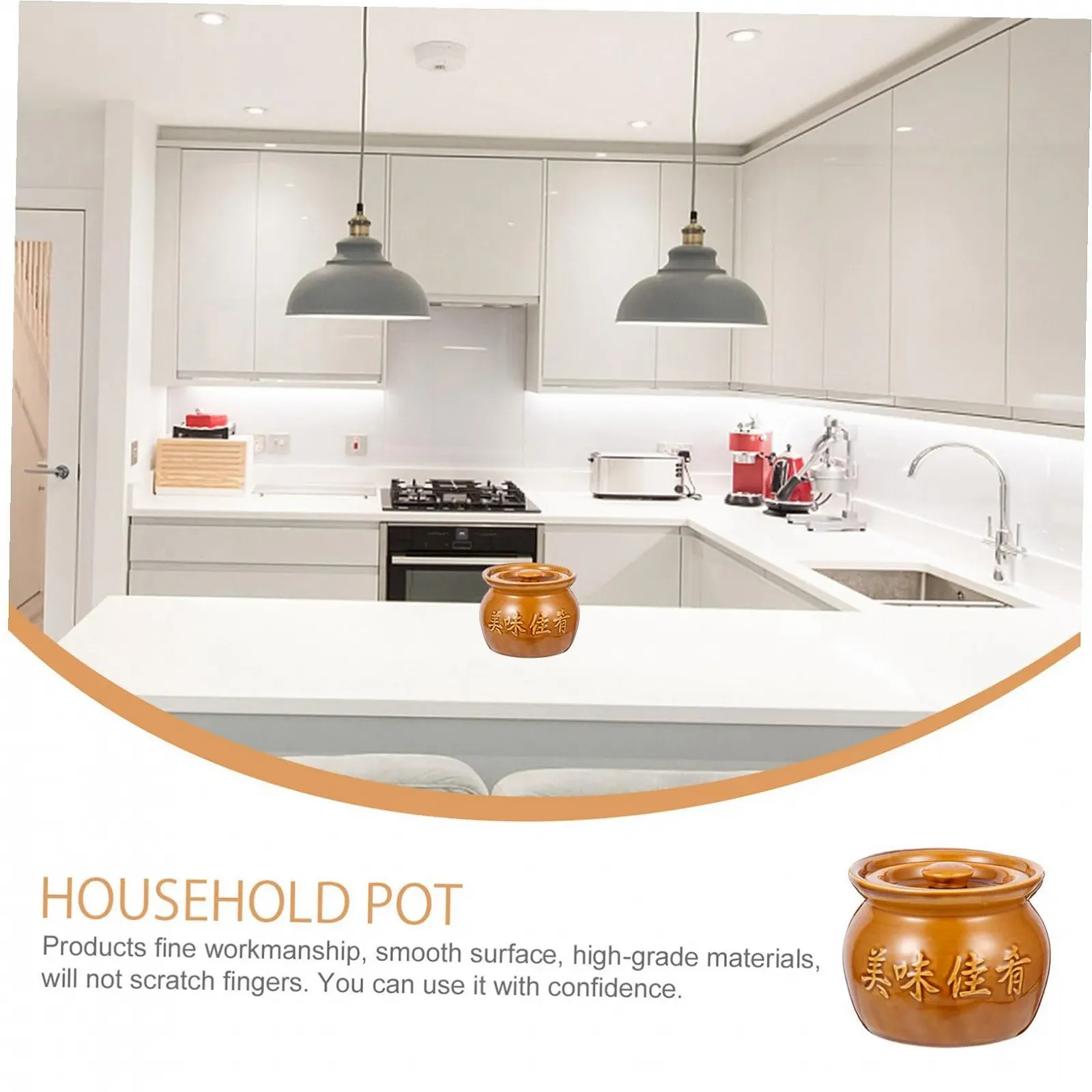 Горщик для запікання керамічний 400 мл з кришкою Коричневий, фото №4