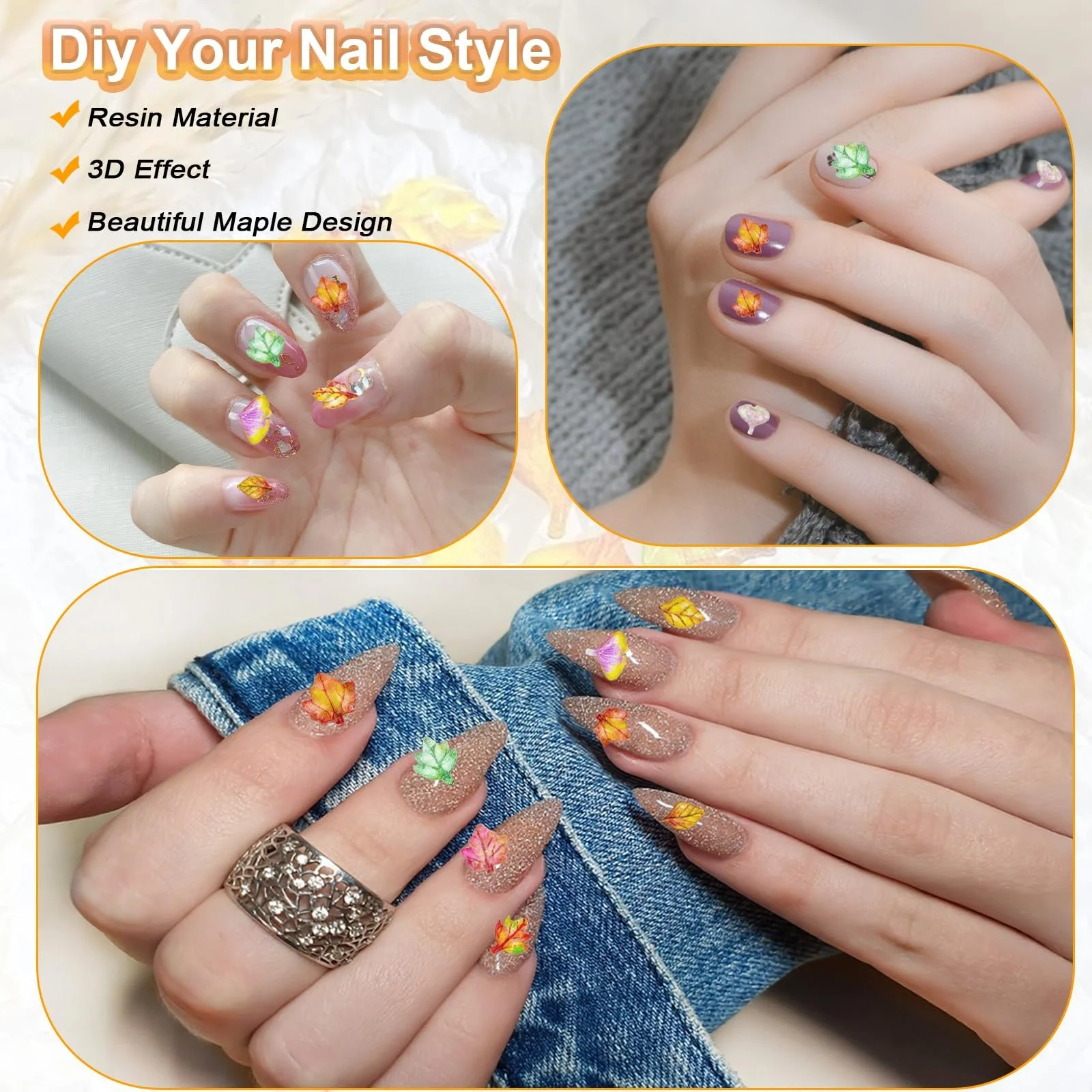 Прикраса для нігтів Листок Клена, 25 шт, фото №4