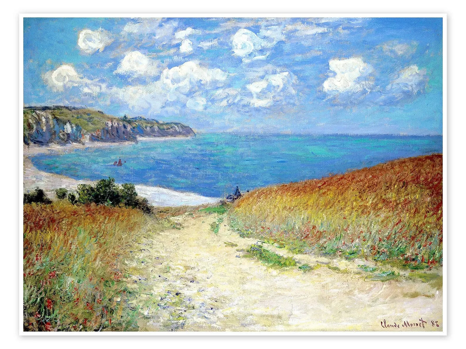 Постер Claude Monet Beach Path Through the Wheat at Pourville 80 x 60 см бирюзовый, фото №1