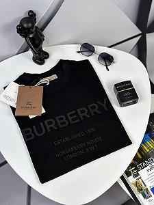 Футболка Burberry черная с черным лого mf008 - Фото 1