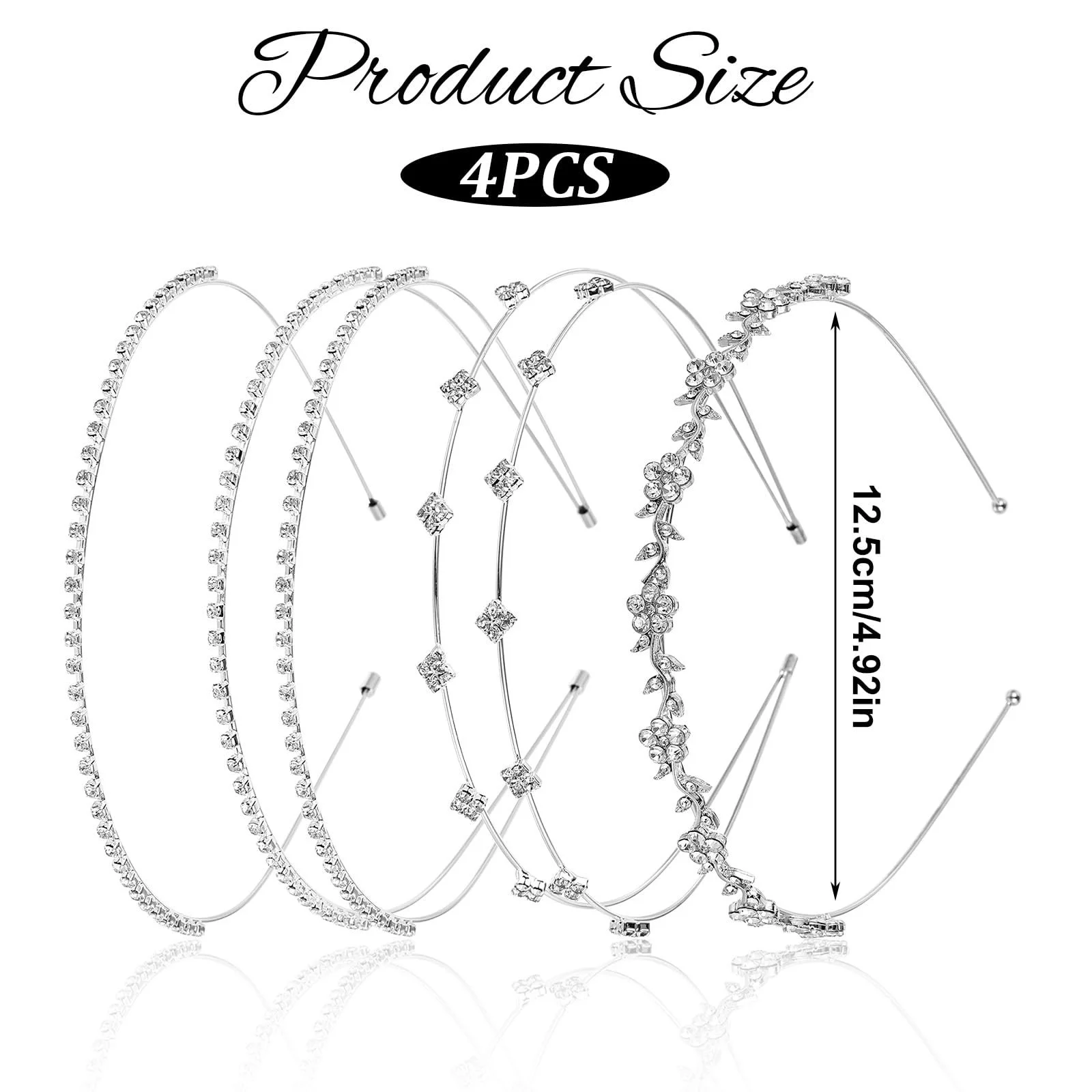 Набір із 4 весільних обручів для волосся, фото №2