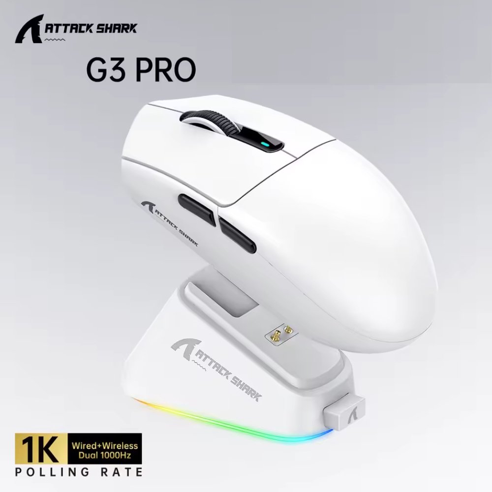 Мышь Attack Shark G3Pro White 25000DPI PAM3311 Wireless Bluetooth с зарядной базой, фото №15