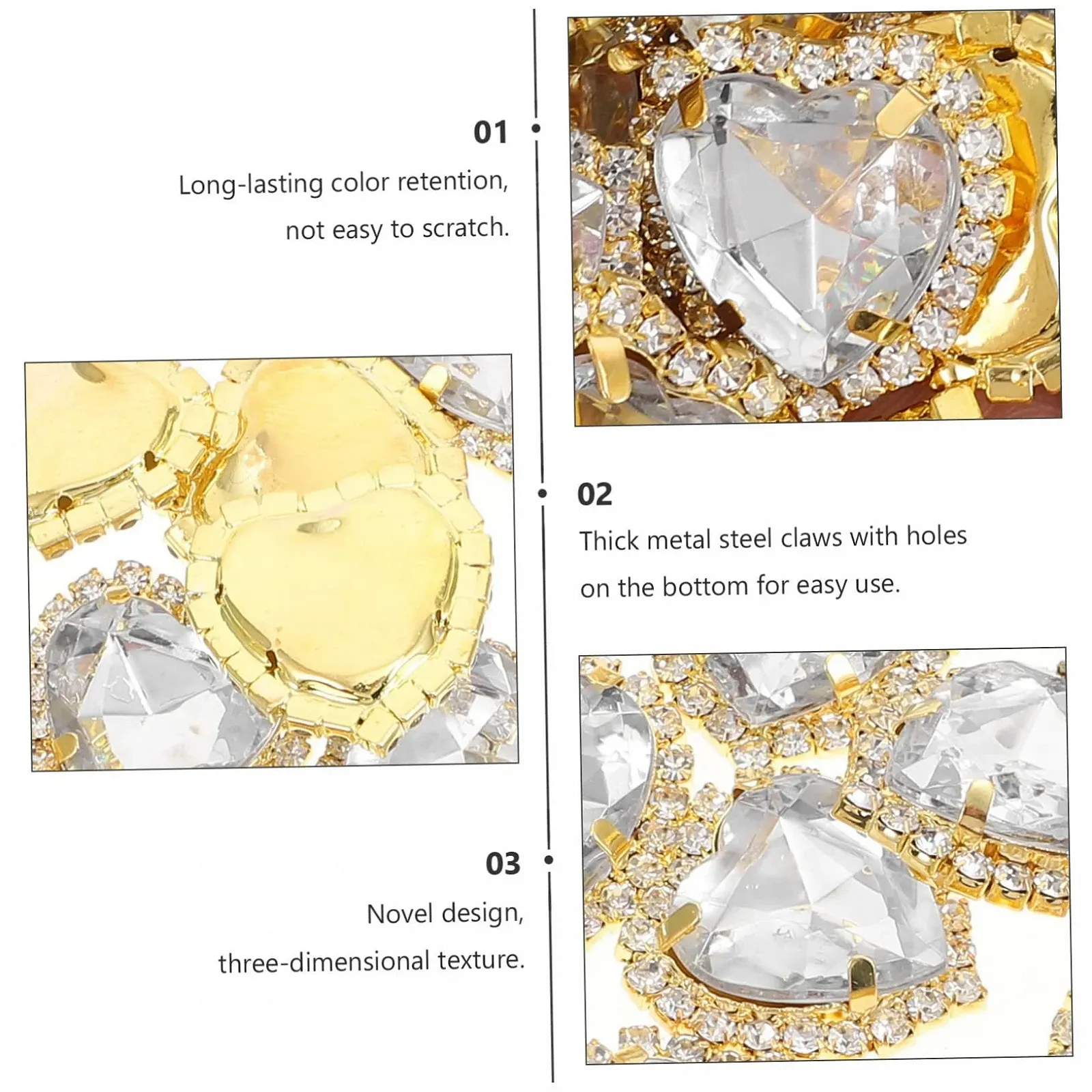Пришивные драгоценности со стразами с четырьмя отверстиями minkissy Стекло Камень-коготь Хрустальные стразы Стеклянная посуда Аксессуары для волос Одежда 20 шт, фото №7