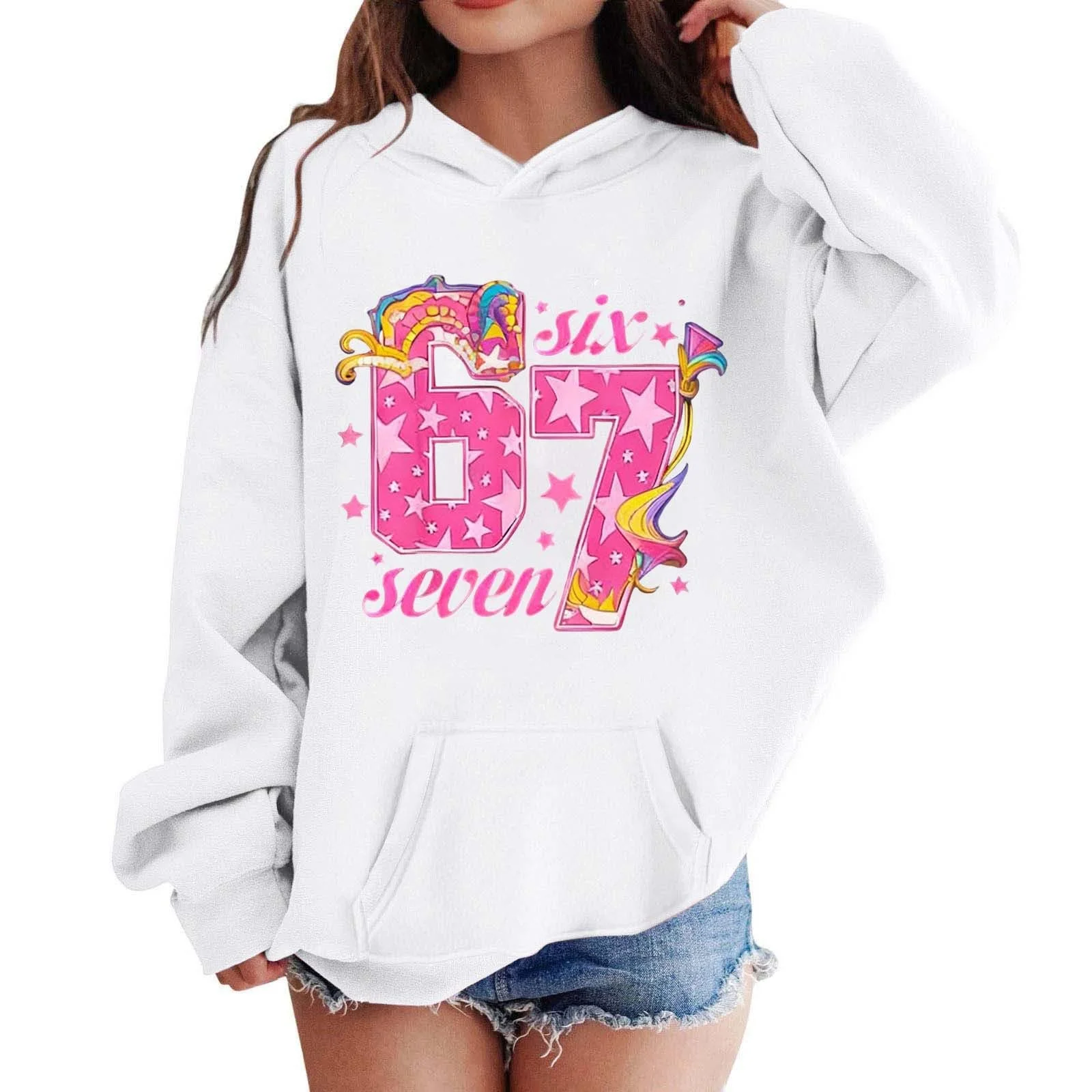 Худі 67 З принтом та кишенею, фото №1