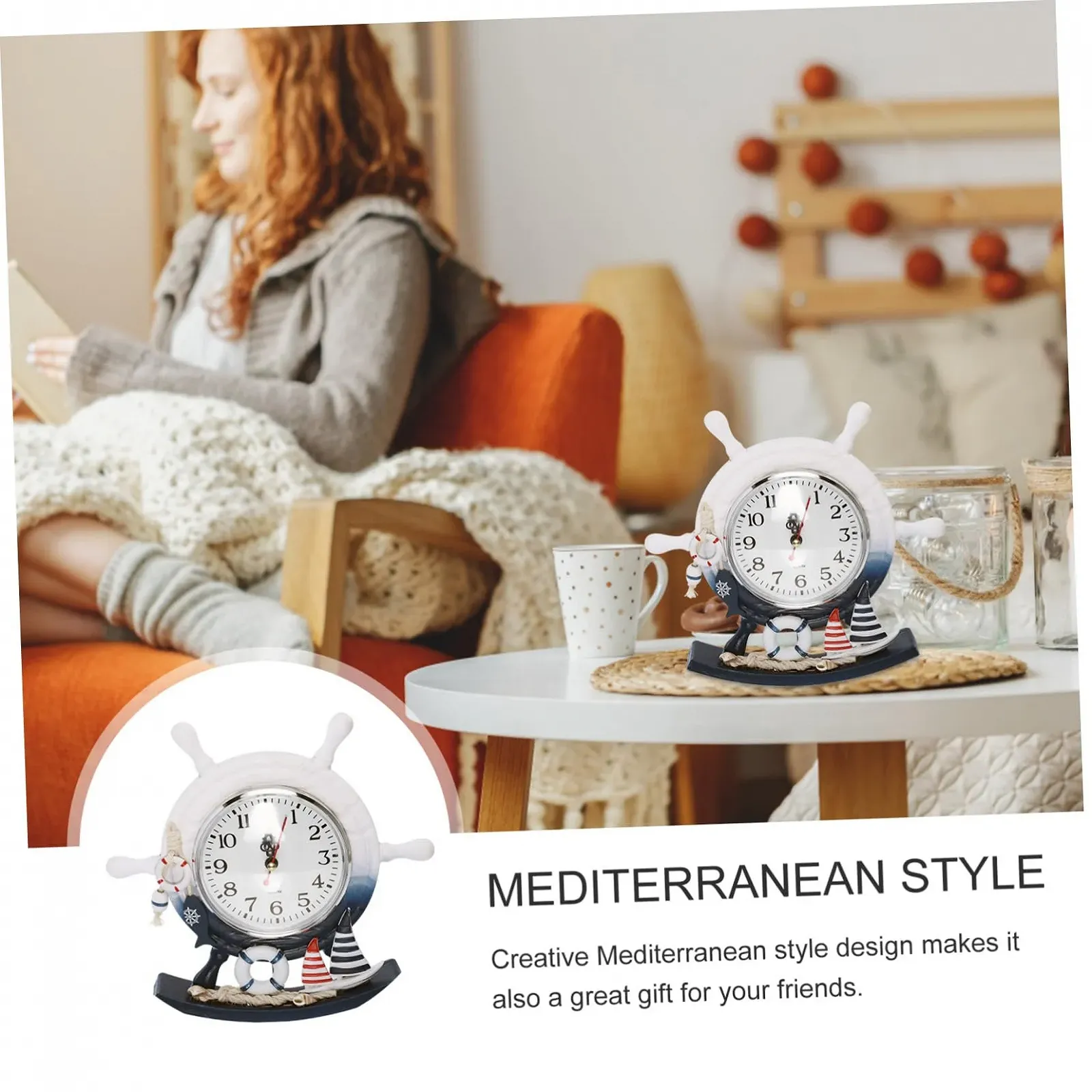 Настільний годинник у середземноморському стилі FUNOMOCYA, тихий, креативний, з маятником, фото №3 Настільний годинник у середземноморському стилі FUNOMOCYA, тихий, креативний, з маятником, фото №3