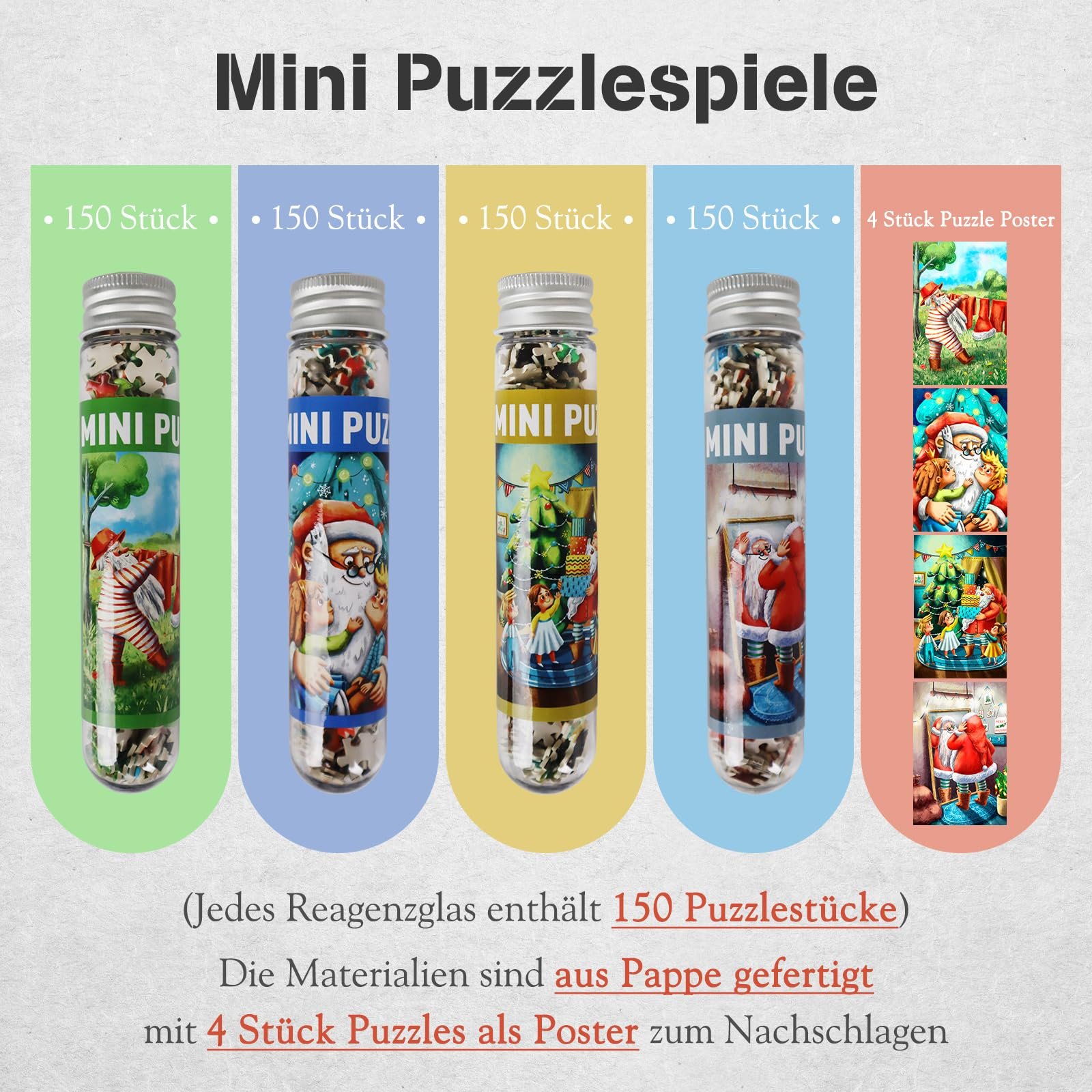 Набір міні-пазлів MISITU Santa Claus Christmas 4 шт. по 150 елементів для дорослих, фото №2