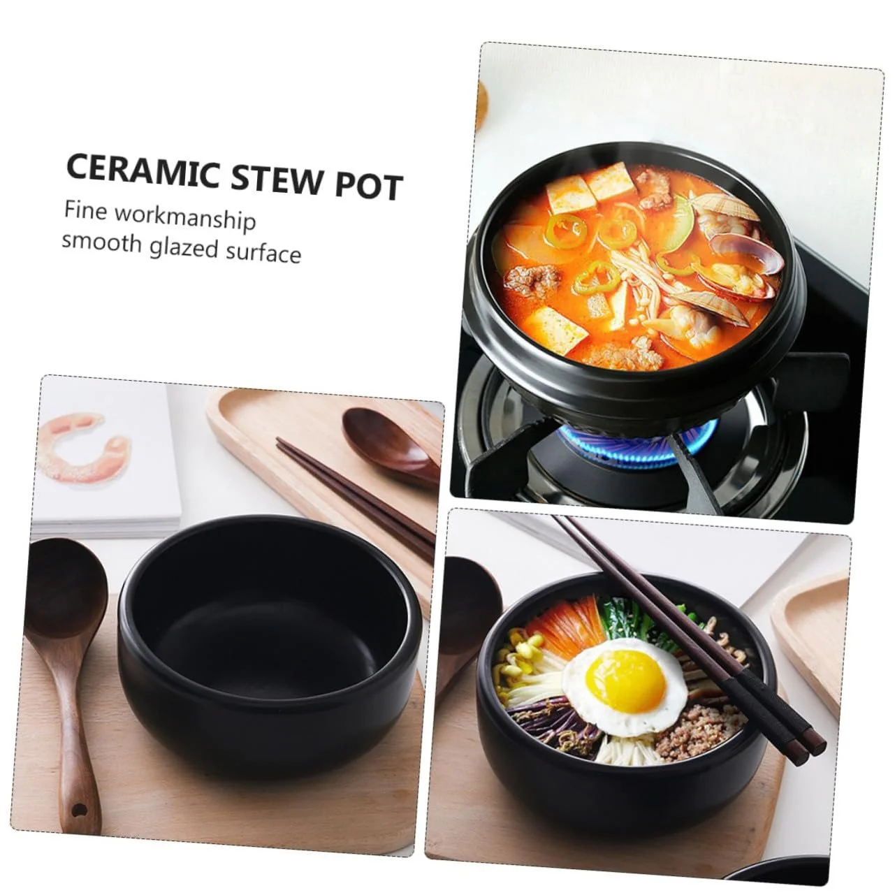 Керамическая кастрюля-сотейник с подставкой Без покрытия Экологичная, фото №2