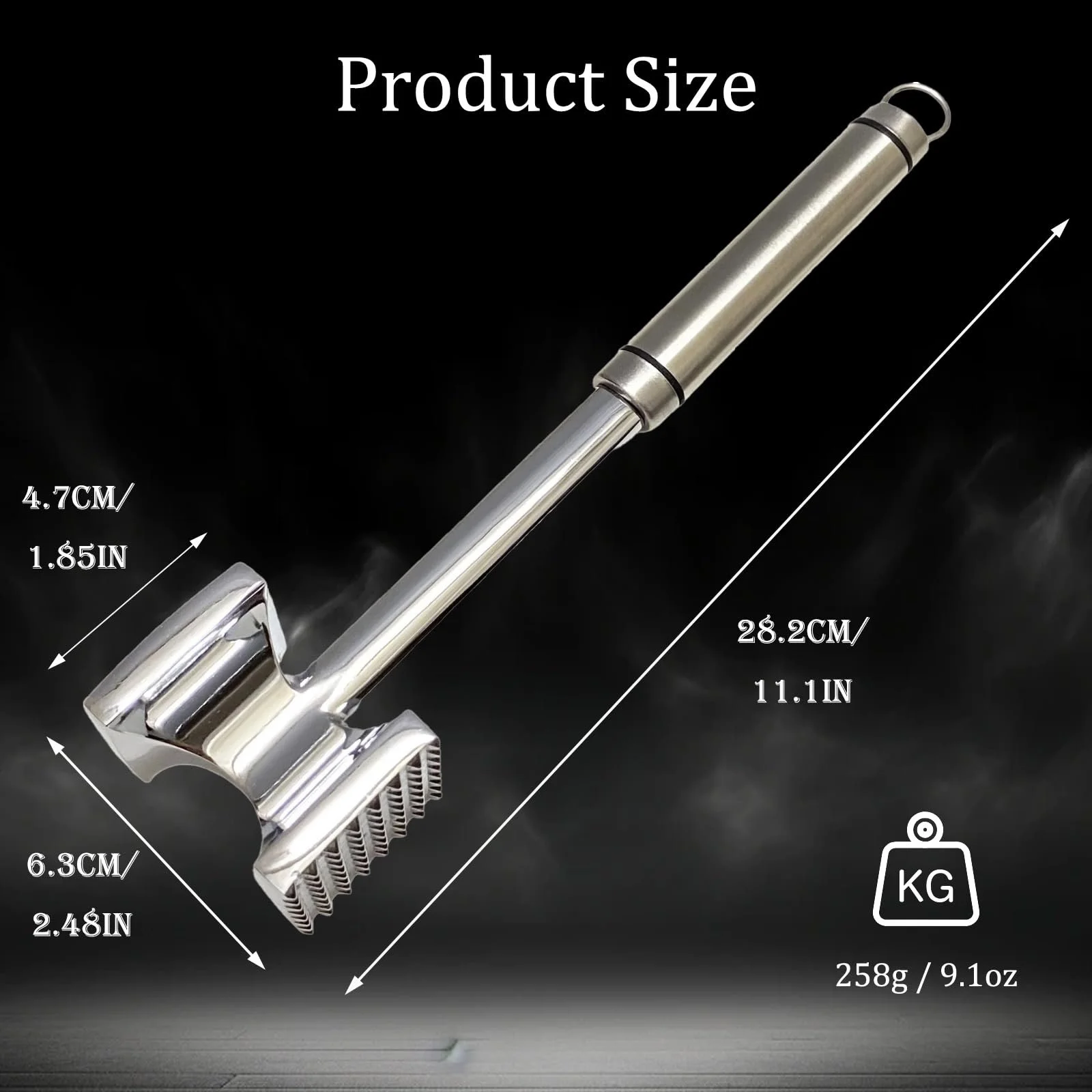 Молоток-тендерайзер для мяса 28 см Double-Sided Stainless Steel Premium Cutlet Tenderiser Hammer, фото №2 Молоток-тендерайзер для мяса 28 см Double-Sided Stainless Steel Premium Cutlet Tenderiser Hammer, фото №2