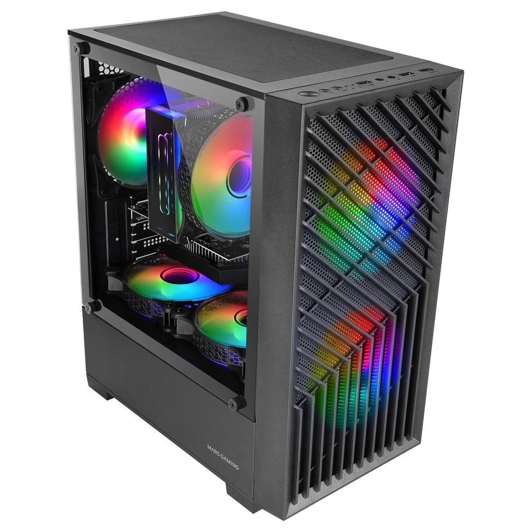 Корпус Mars Gaming MC-VORTEX / без БП / Micro-ATX / 3x120mm FRGB / Черный, фото №4 Корпус Mars Gaming MC-VORTEX / без БП / Micro-ATX / 3x120mm FRGB / Черный, фото №4