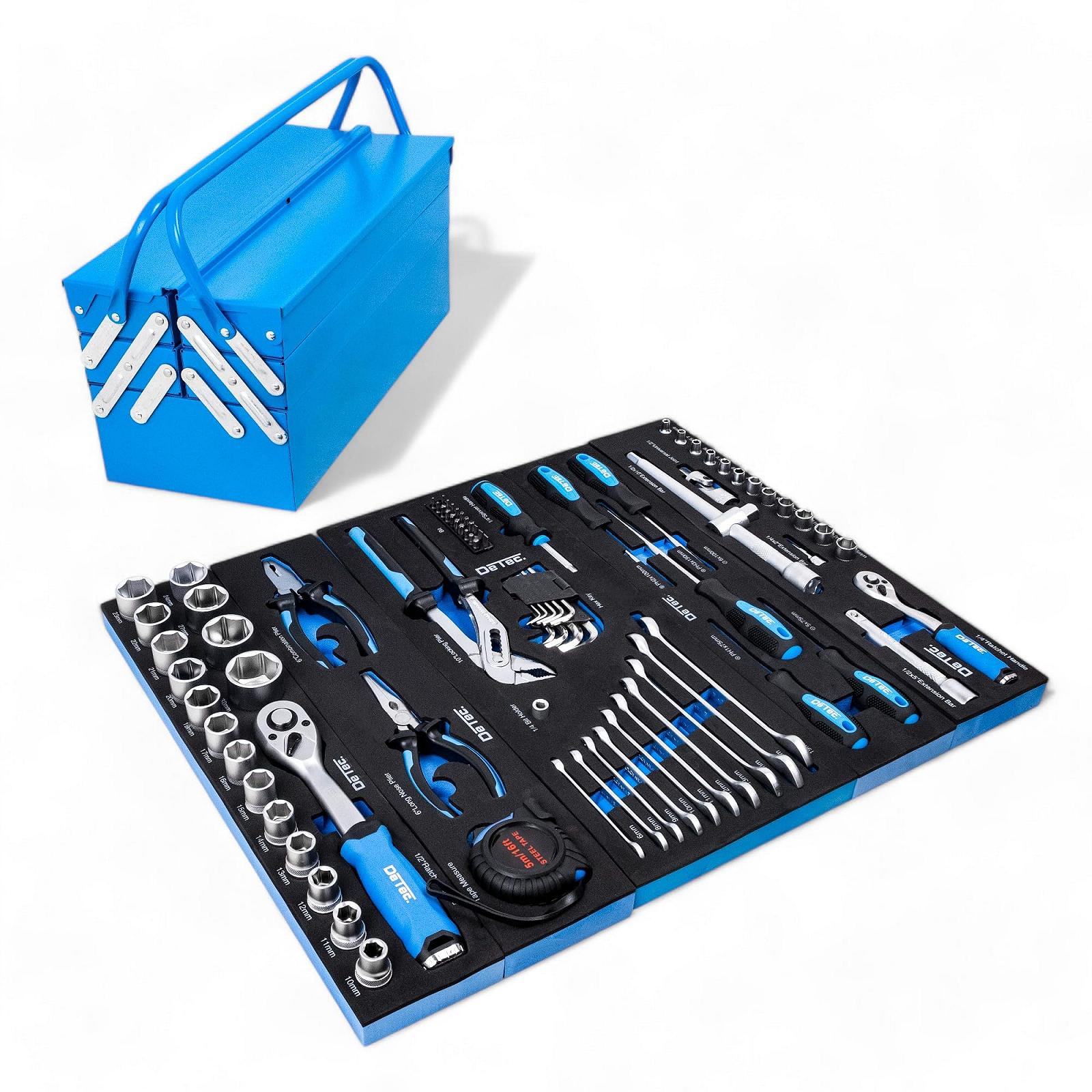 Набор инструментов DeTec. Blue Edition Classic Metal Tool Box Наполнена инструментами 86-предметный ассортимент Синий, фото №5 Набор инструментов DeTec. Blue Edition Classic Metal Tool Box Наполнена инструментами 86-предметный ассортимент Синий, фото №5