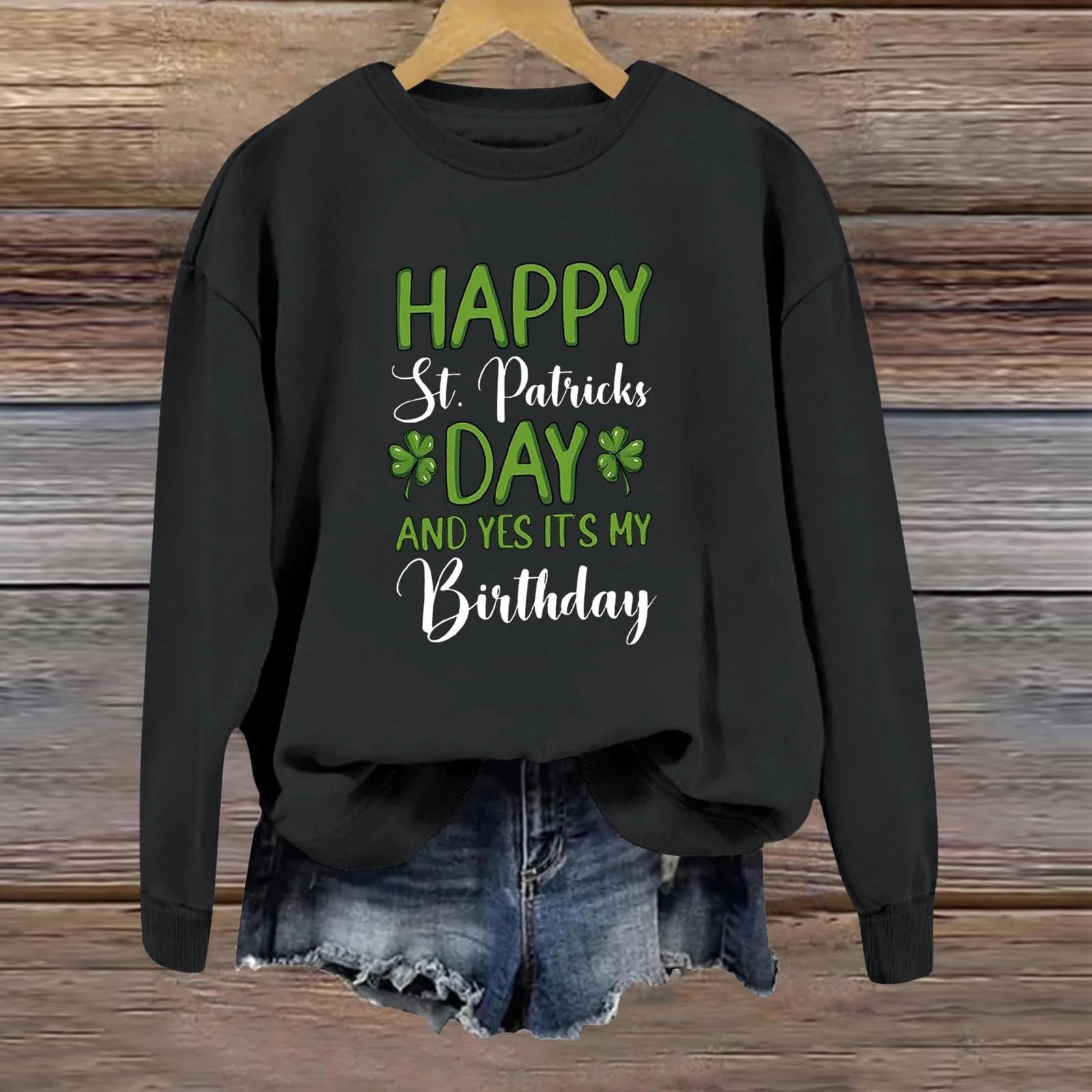 Рубашка Женская St. Patricks Day 2025 С длинными рукавами Круглый вырез Милые Свитшоты Повседневный Модный Ирландский Однотонный Пуловер Рождественская Блузка, фото №2