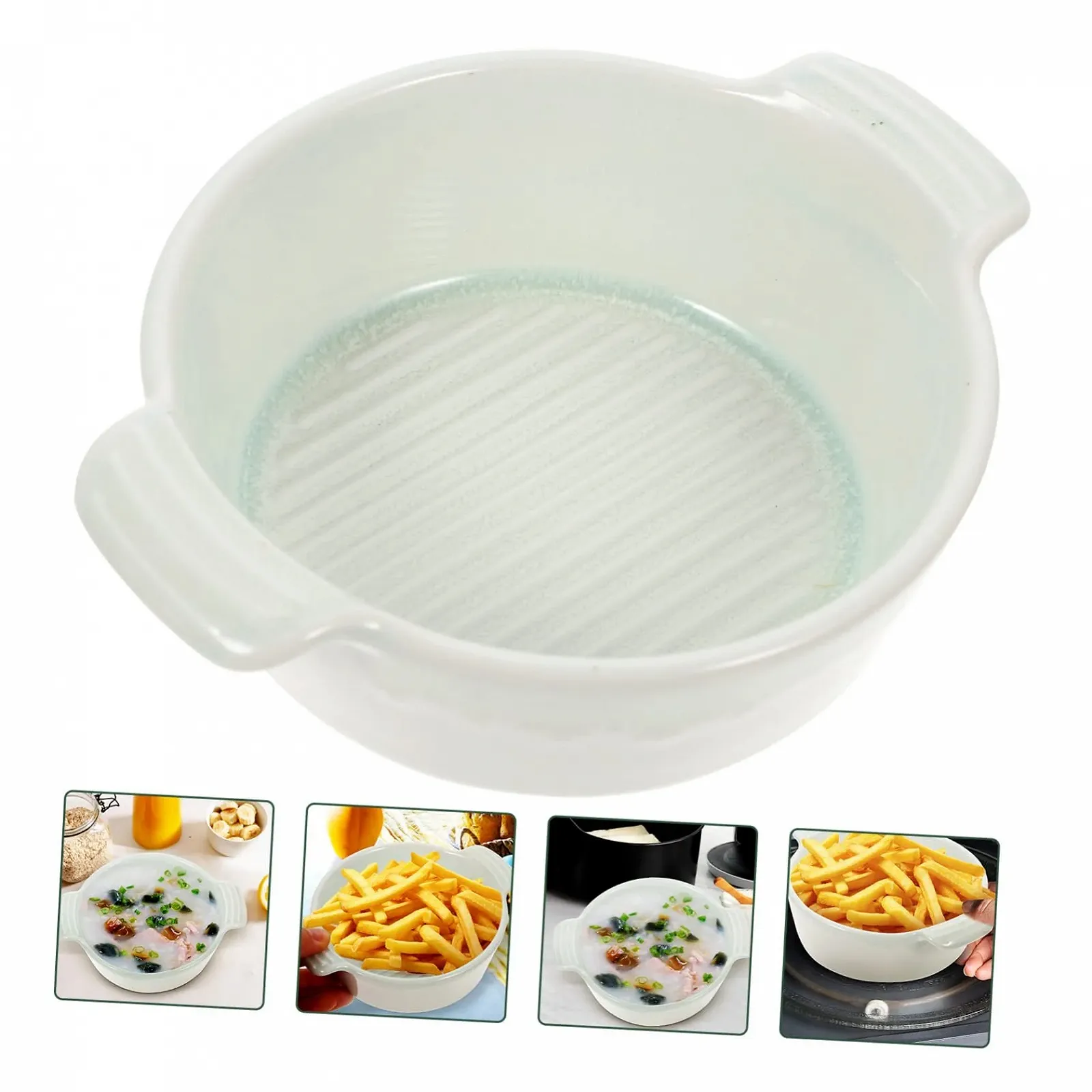 Миска для запікання VALICLUD керамічна кругла з двома ручками термостійка, фото №6