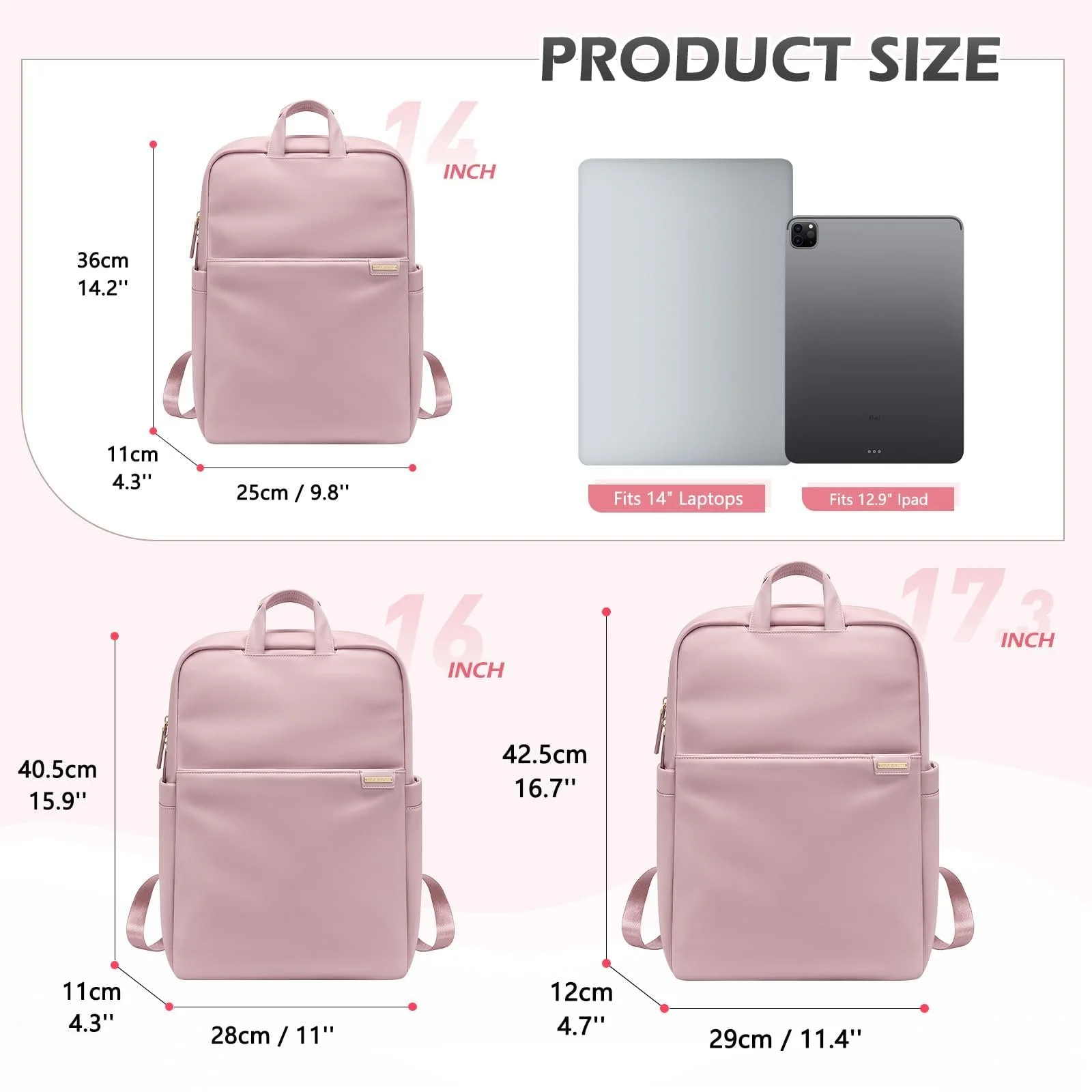Рюкзак для ноутбука 15 дюймов элегантный водонепроницаемый Ballet Pink, фото №3 Рюкзак для ноутбука 15 дюймов элегантный водонепроницаемый Ballet Pink, фото №3