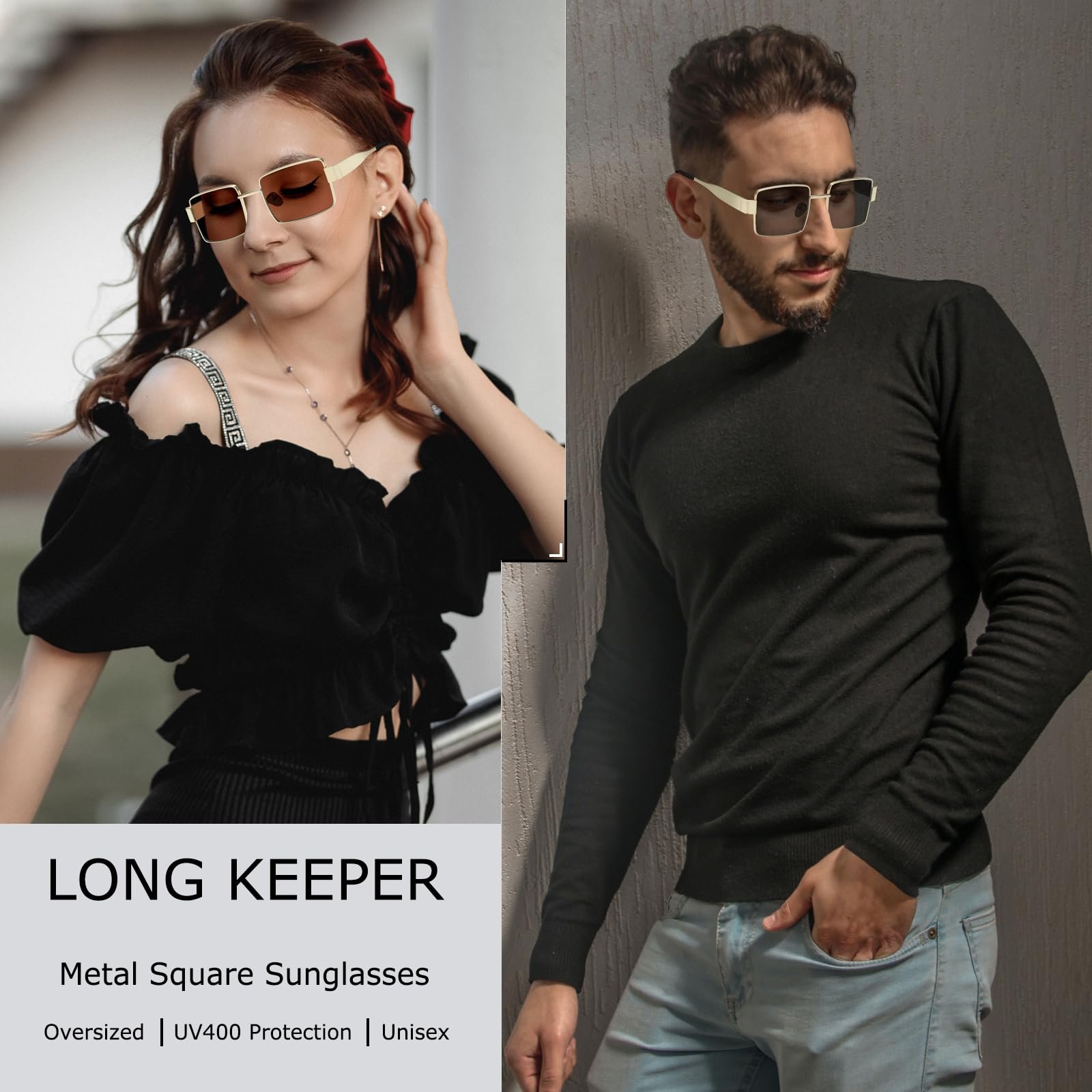 Вінтажні квадратні сонцезахисні окуляри Long Keeper для жінок і чоловіків, фото №7