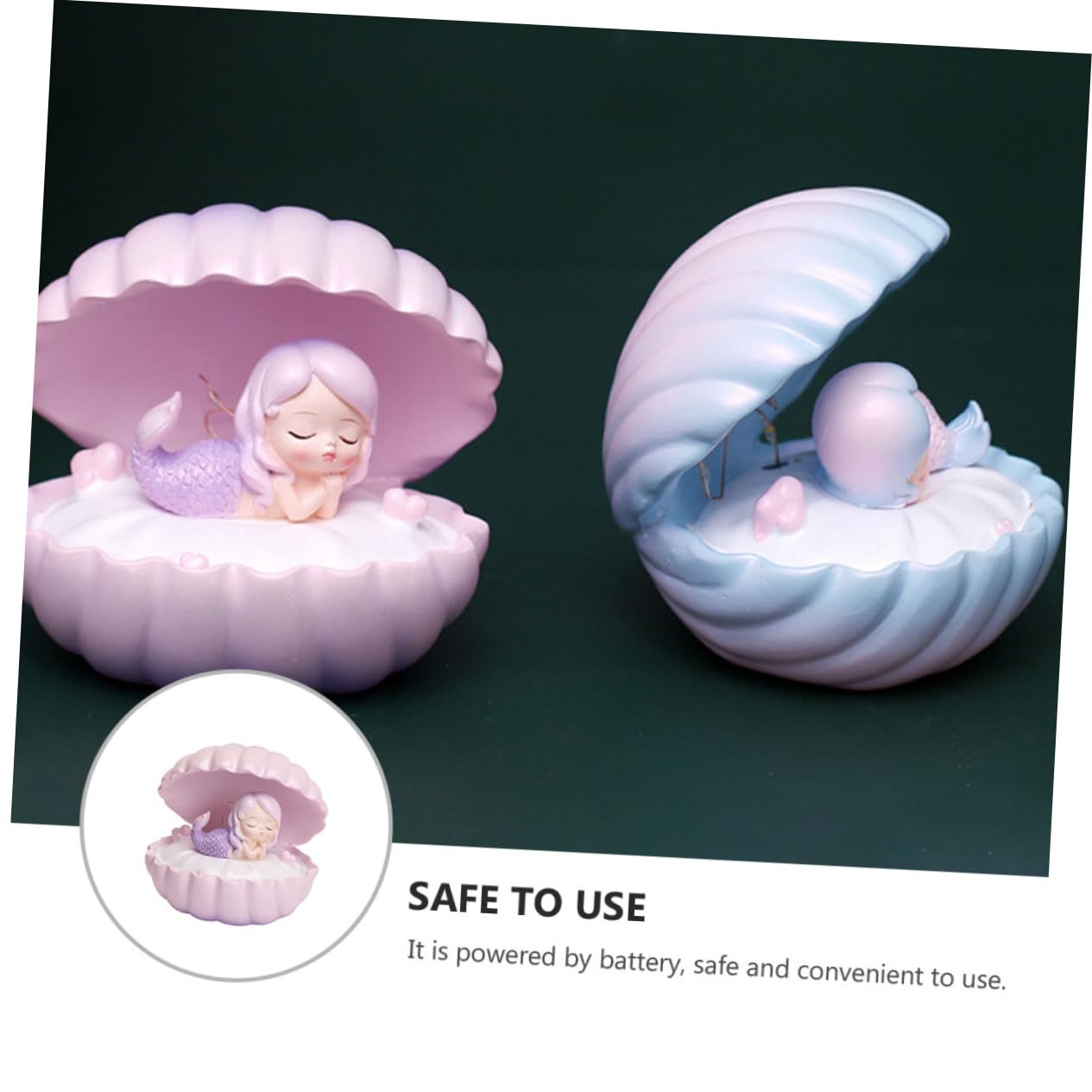 Набор OSALADI 2 Русалка Звёздный свет Русалка Ночник Настольный декор Свет Лампы для спальни Ракушка Жемчуг Светодиодная Декоративная лампа для спальни Дом Розовый Смола, фото №2