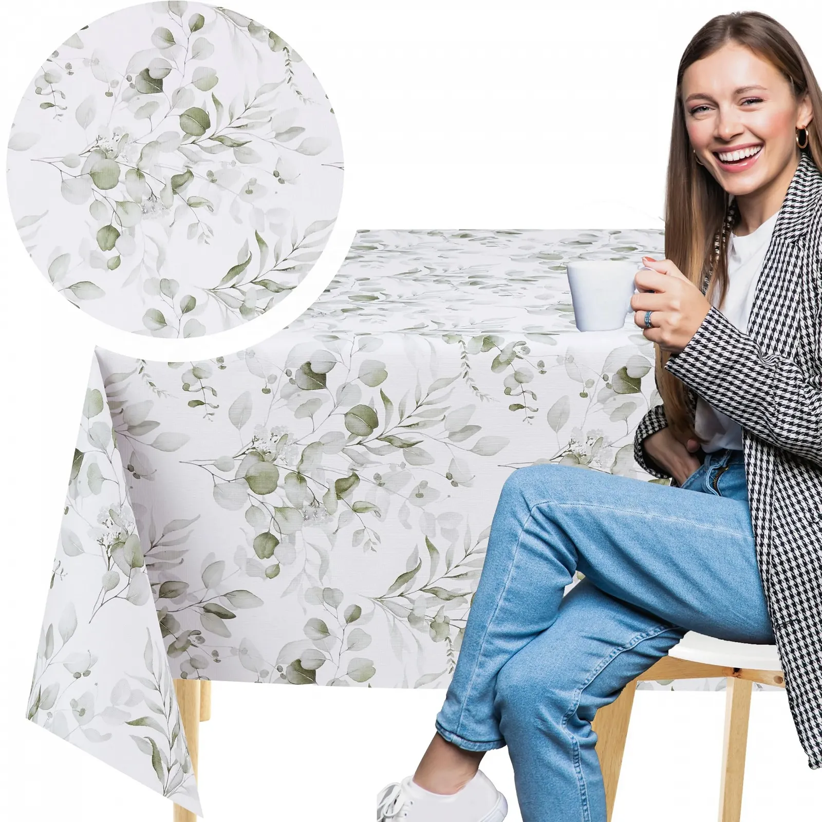 Скатертина KP HOME 140 x 140 см PVC клейончаста квадратна водонепроникна, фото №1
