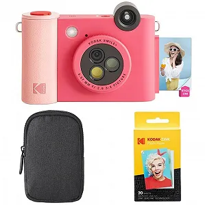 Цифровая фотокамера мгновенной печати и Bluetooth-фотопринтер 2-в-1 Kodak Smile+ Стартовый набор + чехол + 20 листов Zinc Фуксия - Фото 1