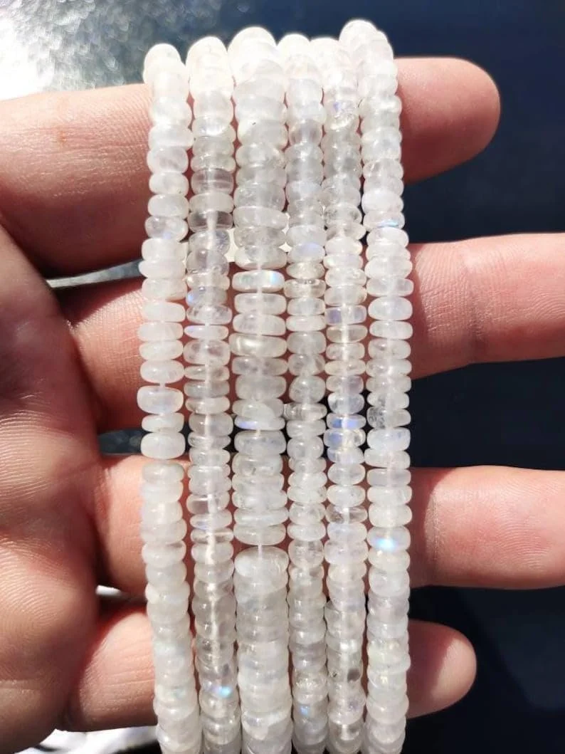 Бусины Лунный Камень круглые граненые 5-6 мм, нить длиной 33 см бусины из драгоценных камней для ожерелья и браслета, фото №5