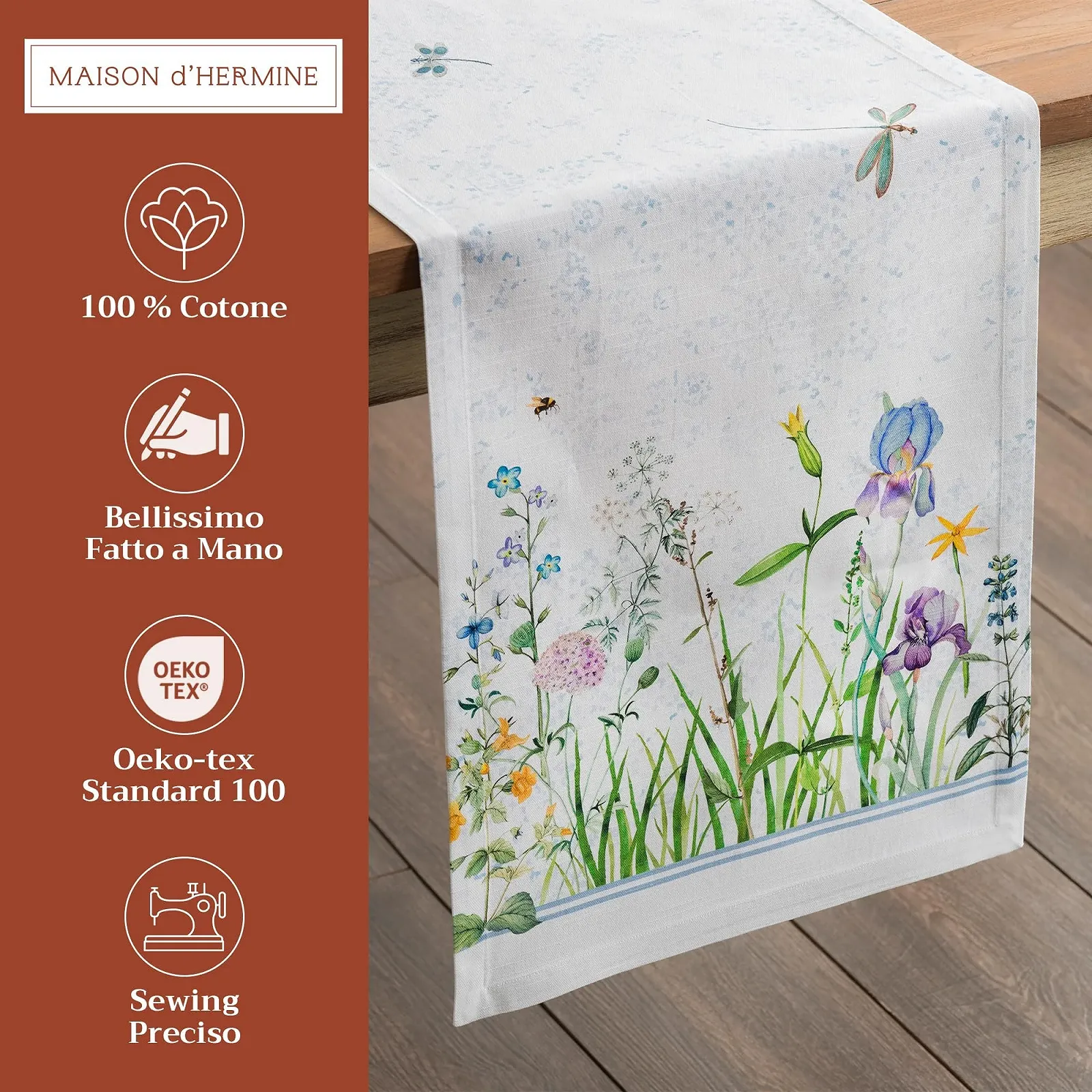 Ранер на стіл Maison d' Hermine Fleurs De Mai Spring/Summer 100% бавовна 50 см x 150 см, фото №2 Ранер на стіл Maison d' Hermine Fleurs De Mai Spring/Summer 100% бавовна 50 см x 150 см, фото №2