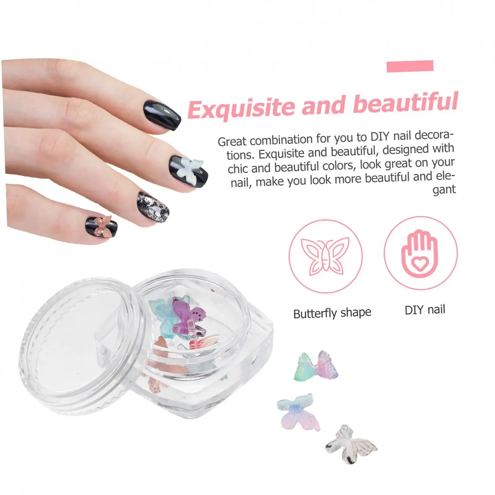 Украшения для ногтей Бабочки 40 шт, смешанные цвета, фото №2