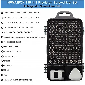 Набір прецизійних викруток HPMAISON 115 в 1 магнітний для електроніки synthetic.ua - Фото 1