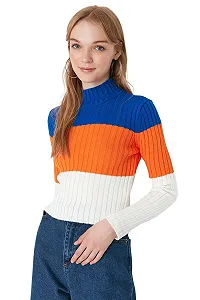 Женский Свитер TRENDYOL Colorblock с высоким воротником - Фото 1