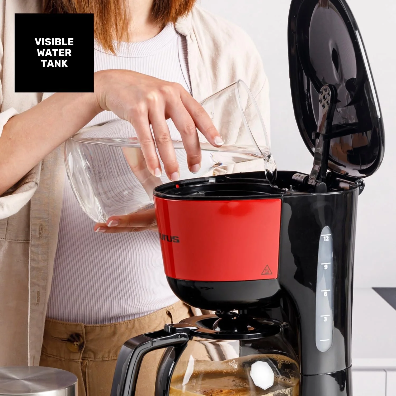 Кофеварка капельная Taurus Verona Vintage 1000 W 12 чашек Красная, фото №4