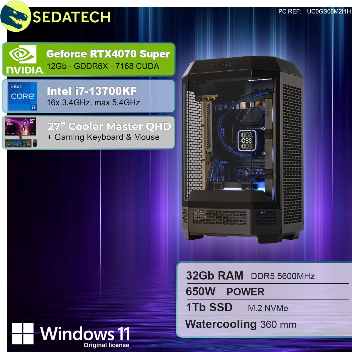 Gaming ПК Sedatech Paket Pro Intel i7-13700KF RTX4070 Super 32 GB DDR5 1TB SSD M.2 Windows 11 27 дюймів, фото №2