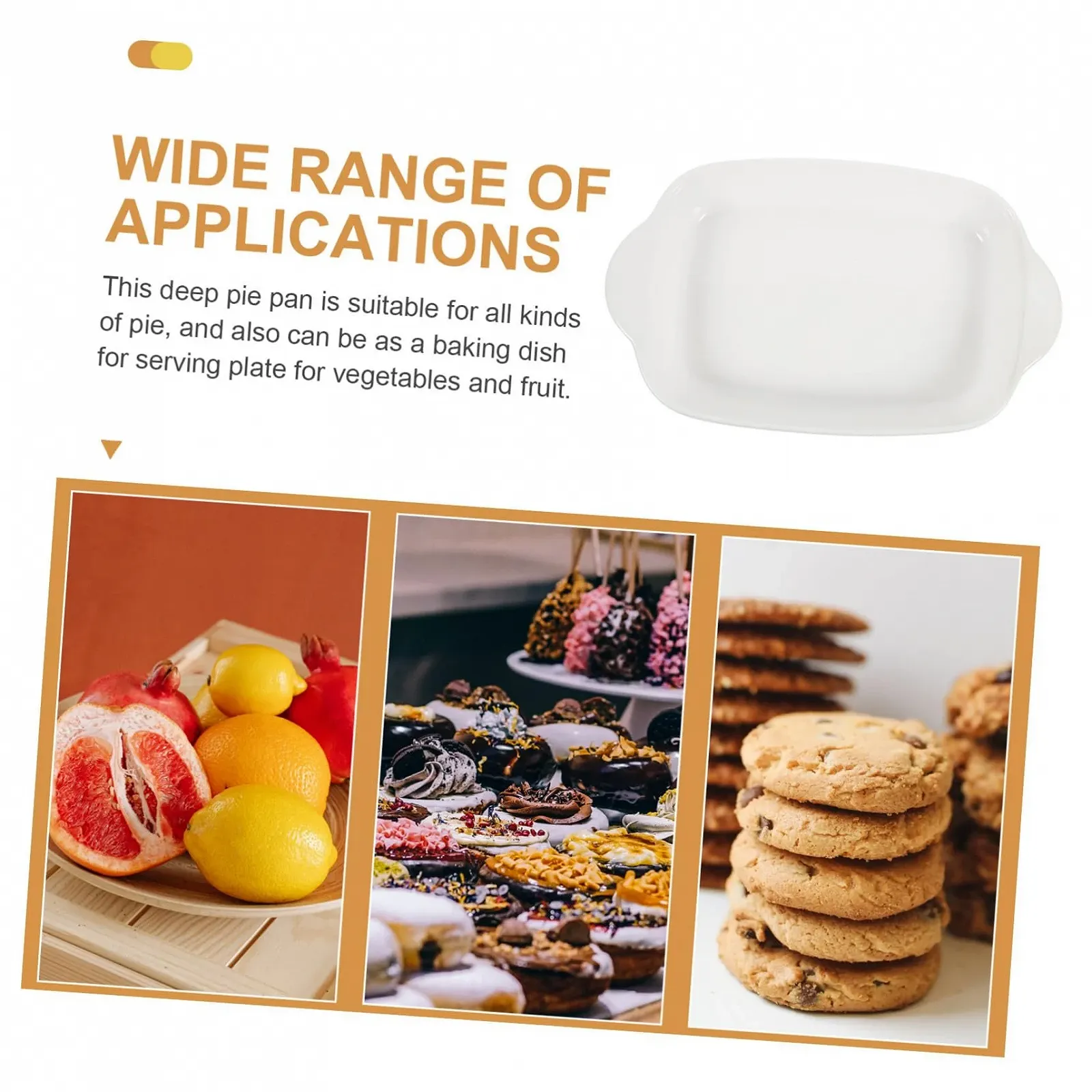 Форма для запікання VICASKY Керамічна з подвійною ручкою Термостійка Білий, фото №6 Форма для запікання VICASKY Керамічна з подвійною ручкою Термостійка Білий, фото №6