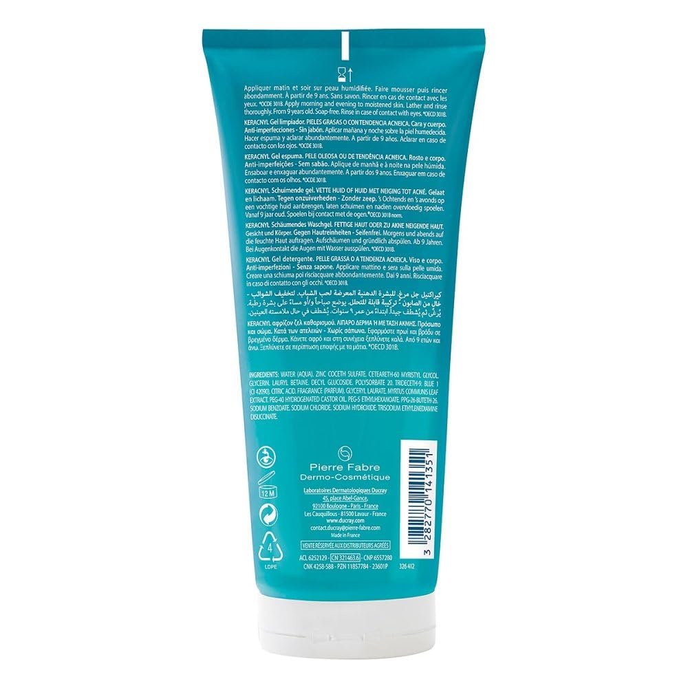 Очисний гель DUCRAY Keracnyl 200 мл, фото №2 Очисний гель DUCRAY Keracnyl 200 мл, фото №2