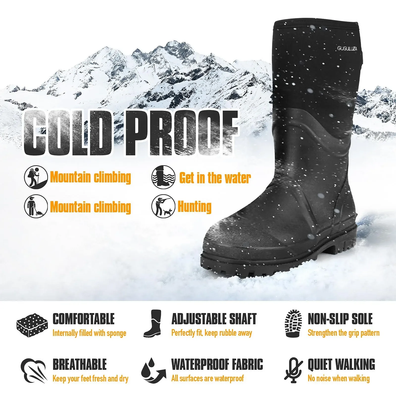 Чоботи Wellington GUGULUZA Неопренові Утеплені для Чоловіків, фото №3