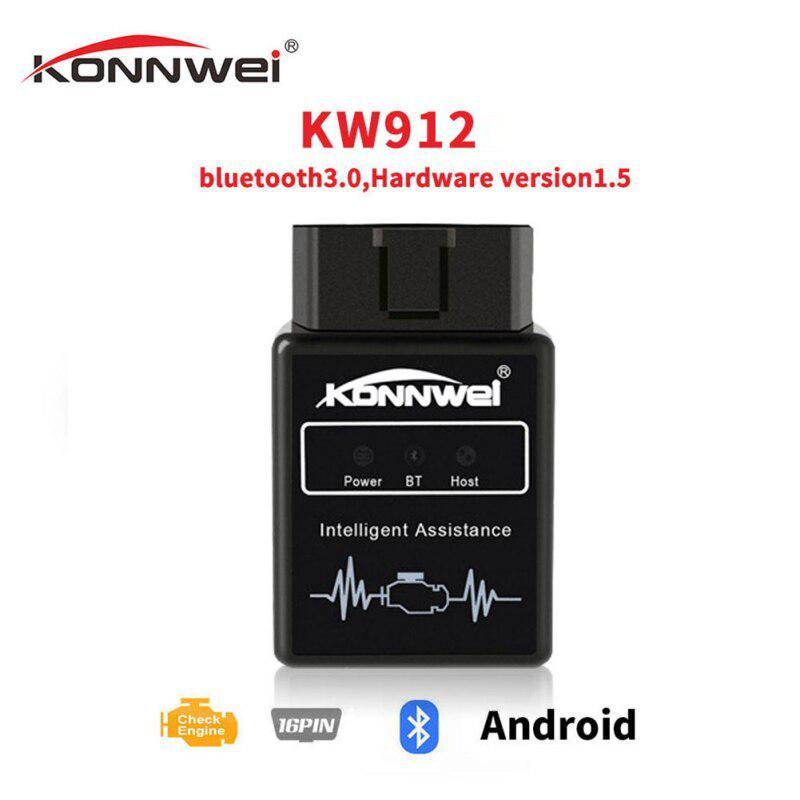 Диагностический адаптер Konnwei KW912 для диагностики неисправностей двигателя OBD II Android Черный, фото №1
