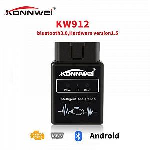 Диагностический адаптер Konnwei KW912 для диагностики неисправностей двигателя OBD II Android Черный - Фото 1