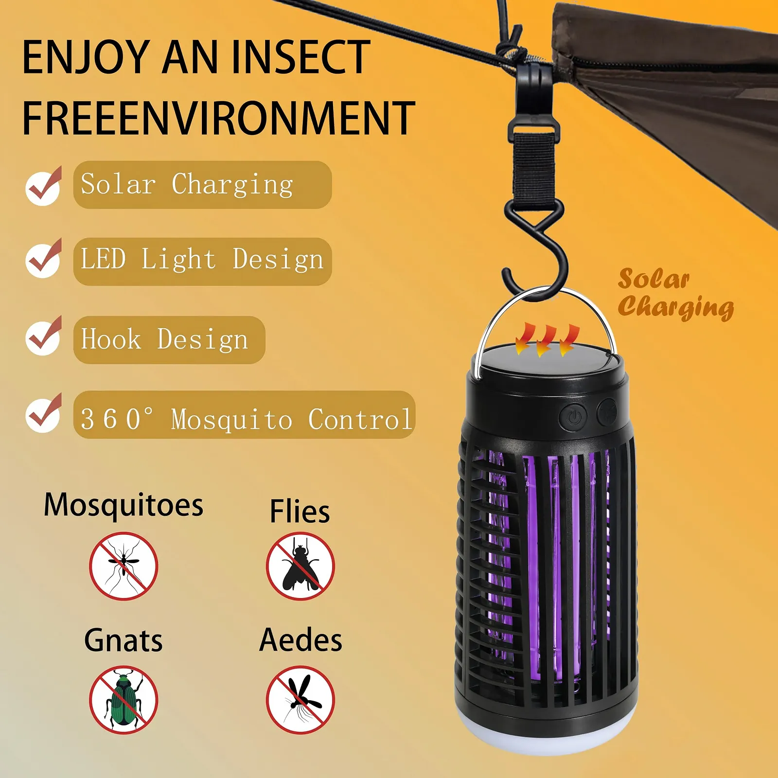 Пастка для комарів UV USB & Solar Powered 1 шт. Blue, фото №5 Пастка для комарів UV USB & Solar Powered 1 шт. Blue, фото №5