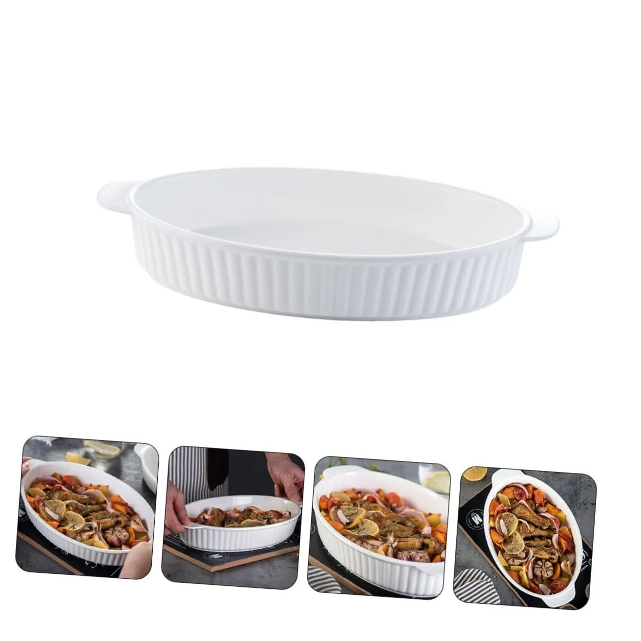 Форма для запекания Ipetboom с двойной ручкой, керамика, антипригарная, термостойкая и устойчивая к царапинам, фото №5