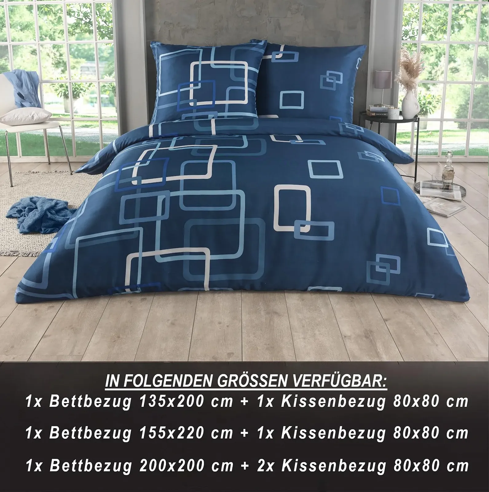 Постільна білизна KUSCHELI Malika 135 x 200 см 2 предмети мікрофібра наволочка 80 x 80 см Синя, фото №3