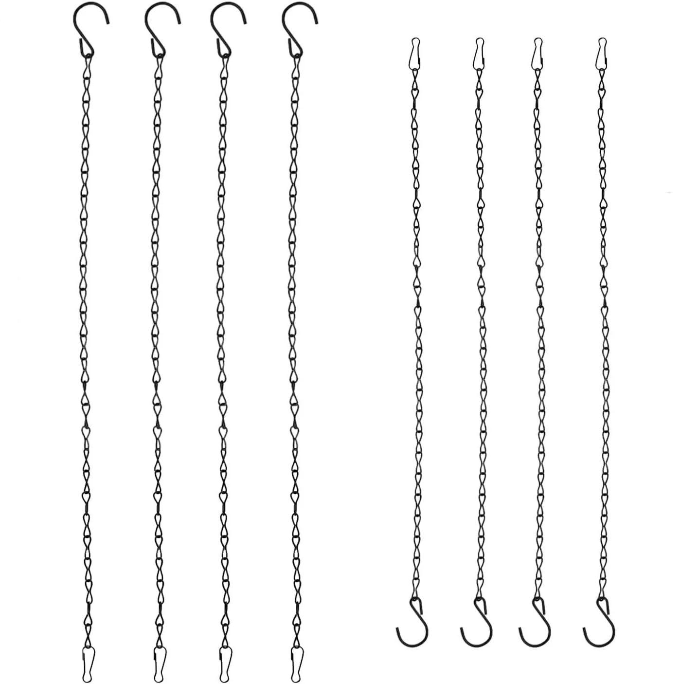 Цепи для подвесных корзин SZCXDKJ набор 8 штук металл 25 см и 80 см Черный, фото №1