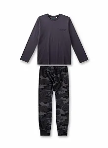 Піжама Sanetta для хлопчиків довга темно-сіра - Фото 1