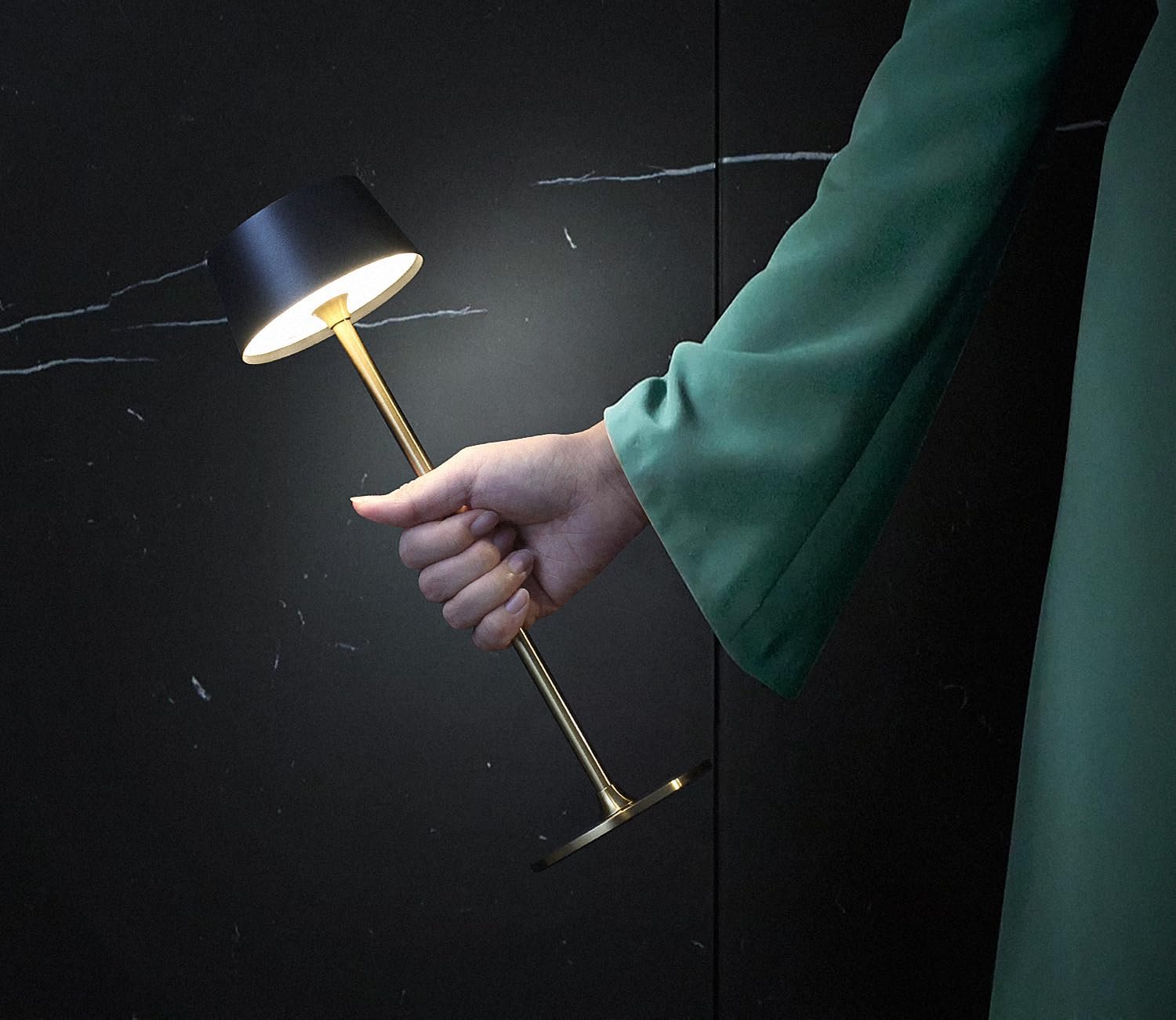 Настільна лампа DAWALIGHT Акумуляторна LED 4000 мАгод 2700 K Чорно-золота, фото №6