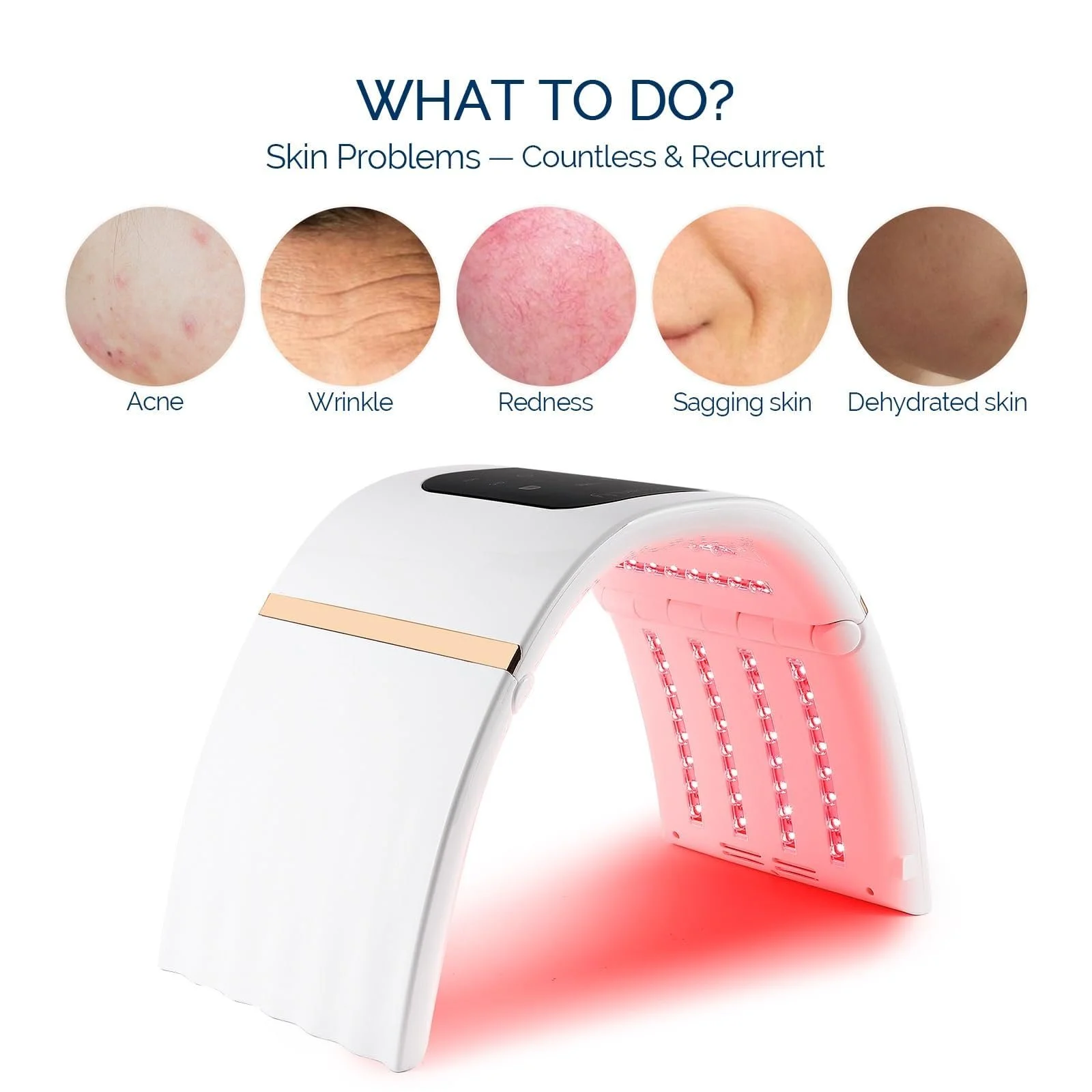 LED Маска для лица 7 цветов, для омоложения кожи, для световой терапии, фото №6