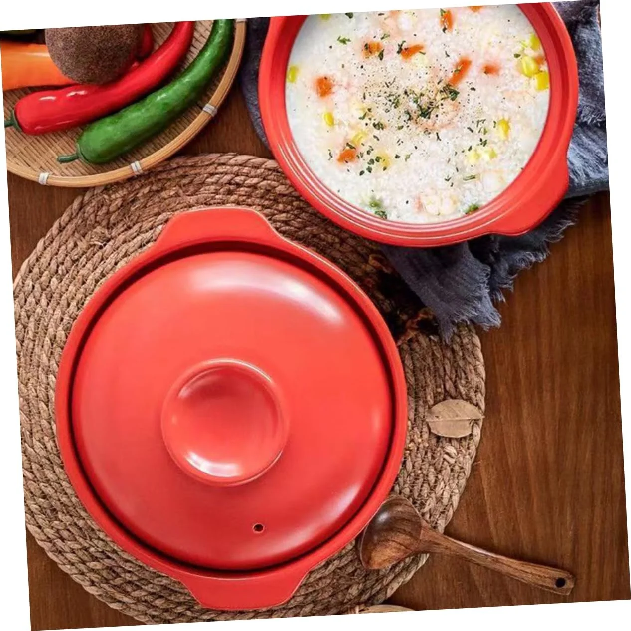 Термостойкий глиняный горшок для супов и блюд из риса, фото №6