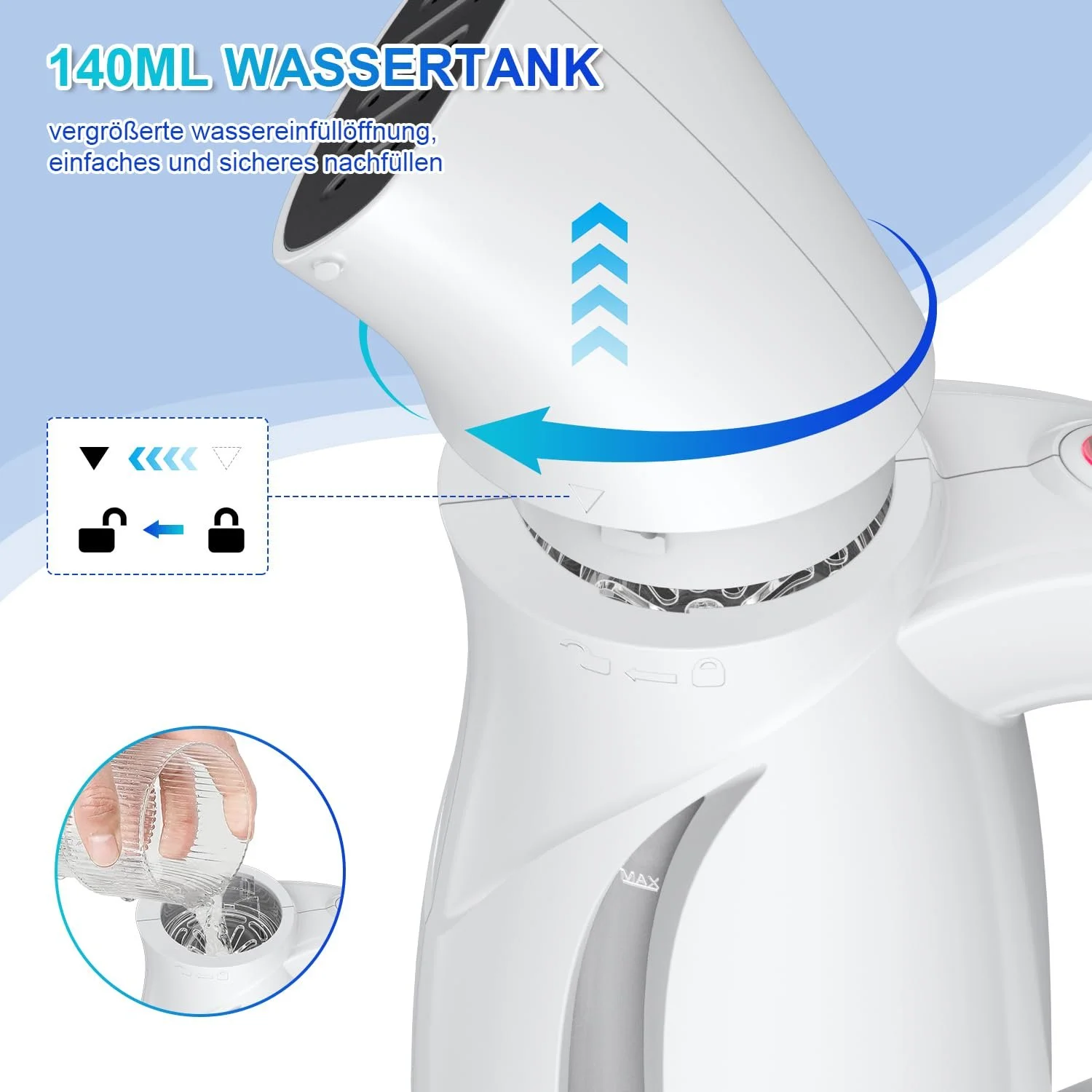 Дорожній відпарювач Onherm 700 Вт 140 мл 50 с нагрівання білий, фото №5
